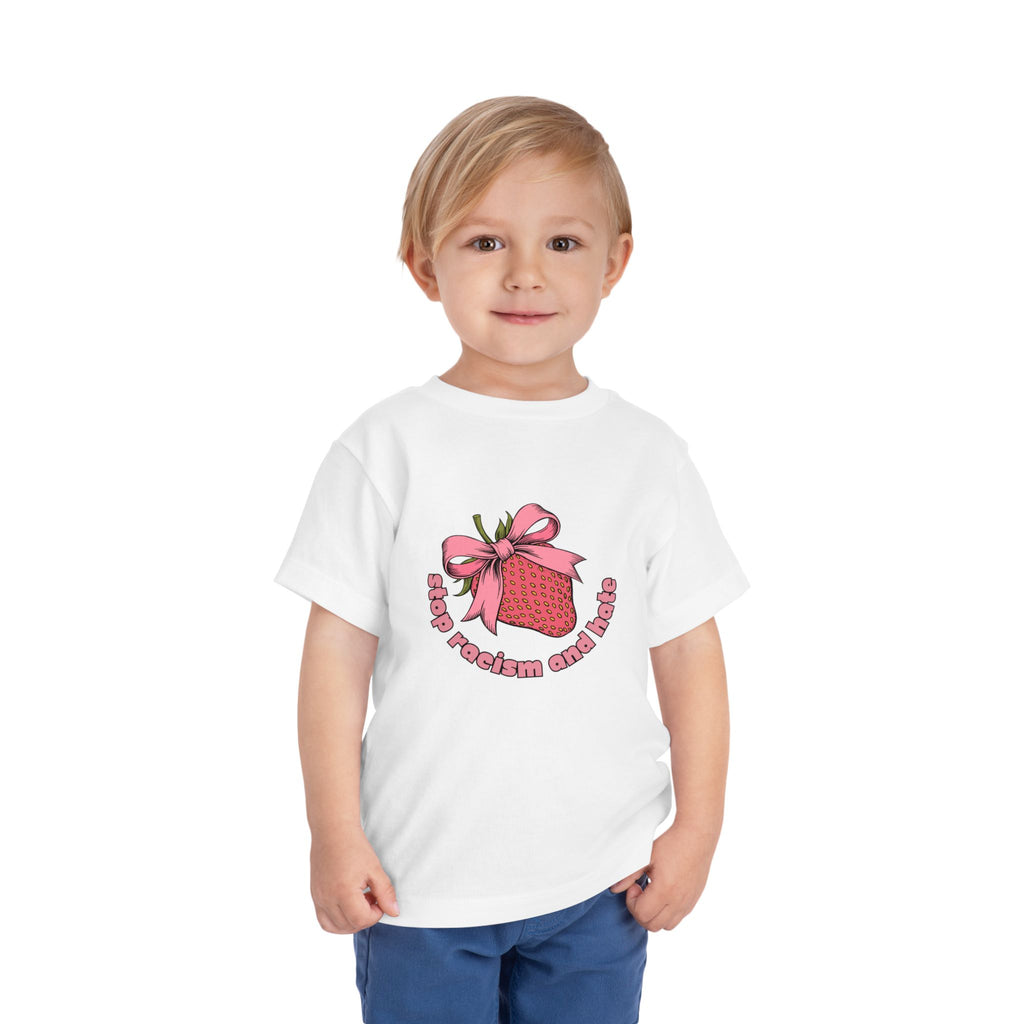 Toddler Tee — Pink Gift Strawberry Graphic "Stop Rockin and Rollin"