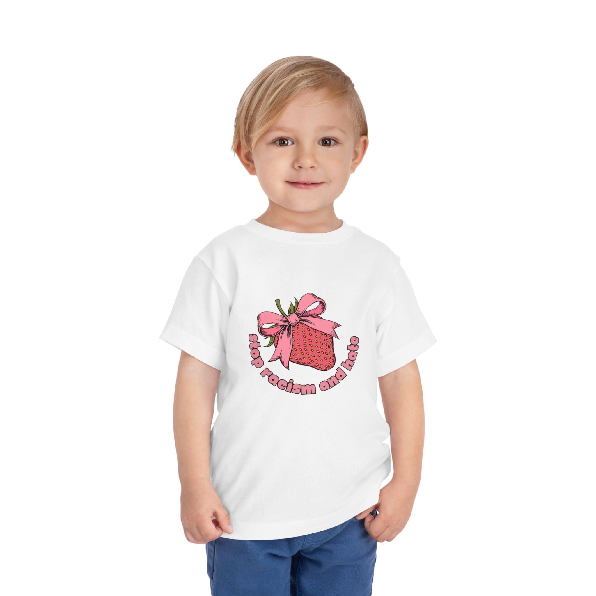 Toddler Tee — Pink Gift Strawberry Graphic "Stop Rockin and Rollin"