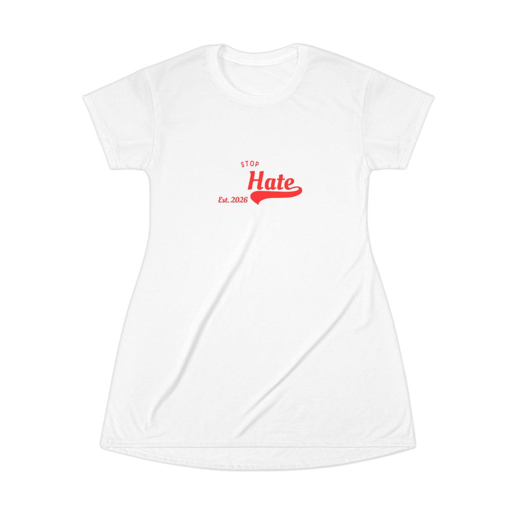 T-Shirt Dress — 'I Do Hate' Retro Script Mini Dress (Casual Streetwear)