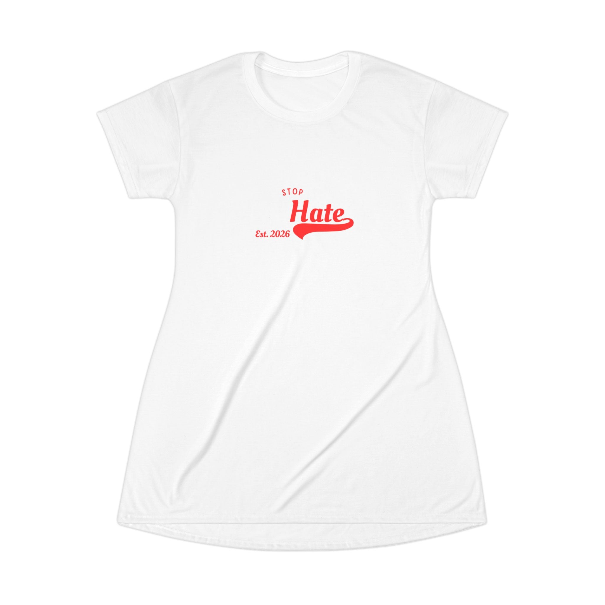 T-Shirt Dress — 'I Do Hate' Retro Script Mini Dress (Casual Streetwear)