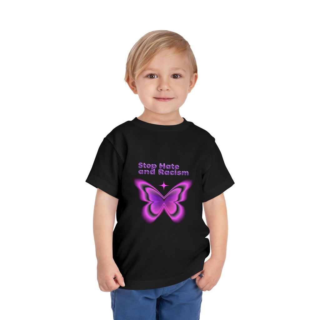 Stop Hate and Racism Toddler Tee — Purple Butterfly Anti-Racism Shirt