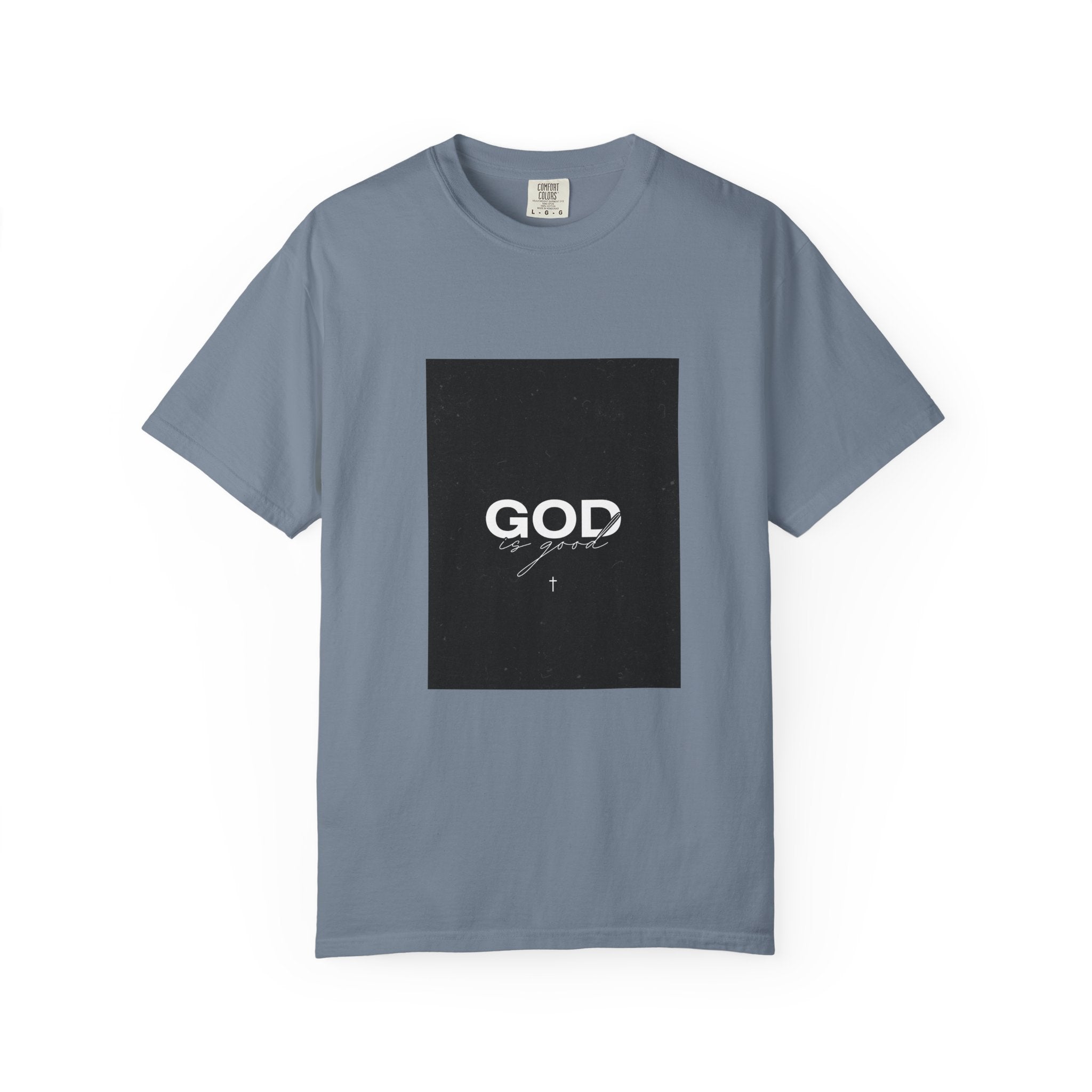 God Typography T-Shirt — Minimal Black Square Graphic Tee