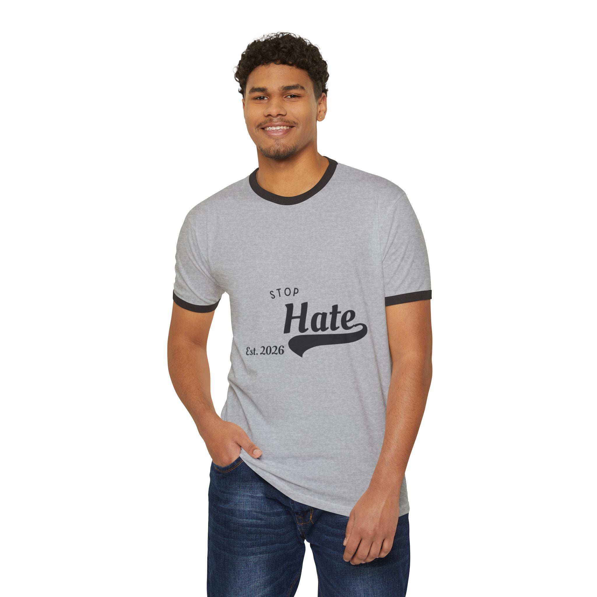 Stop Hate Ringer T-Shirt — Vintage Est. 2026 Anti-Hate Tee