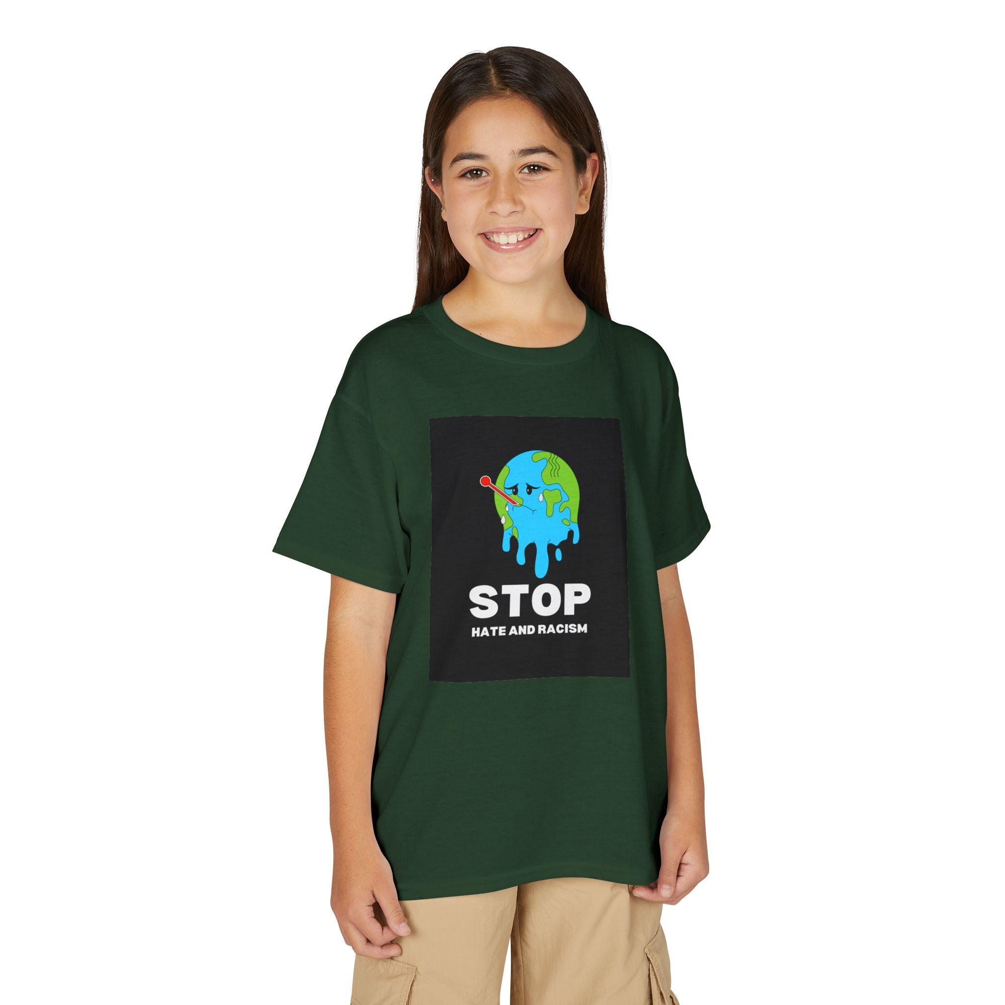 Youth T-Shirt — "STOP Hate and Racism" Earth Graphic Anti-Racism Tee