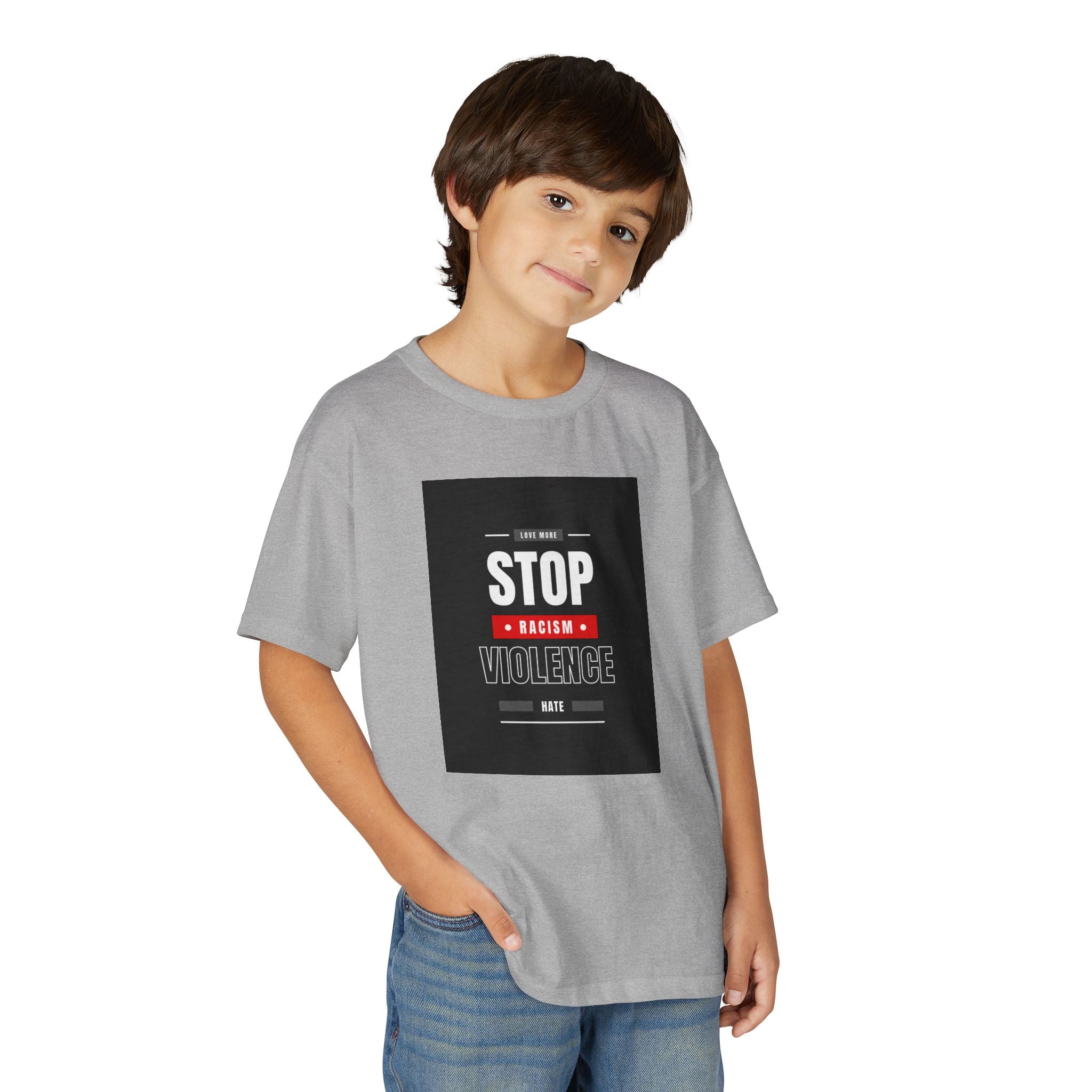 Youth T-Shirt — "Stop Racism Stop Violence" Graphic Tee