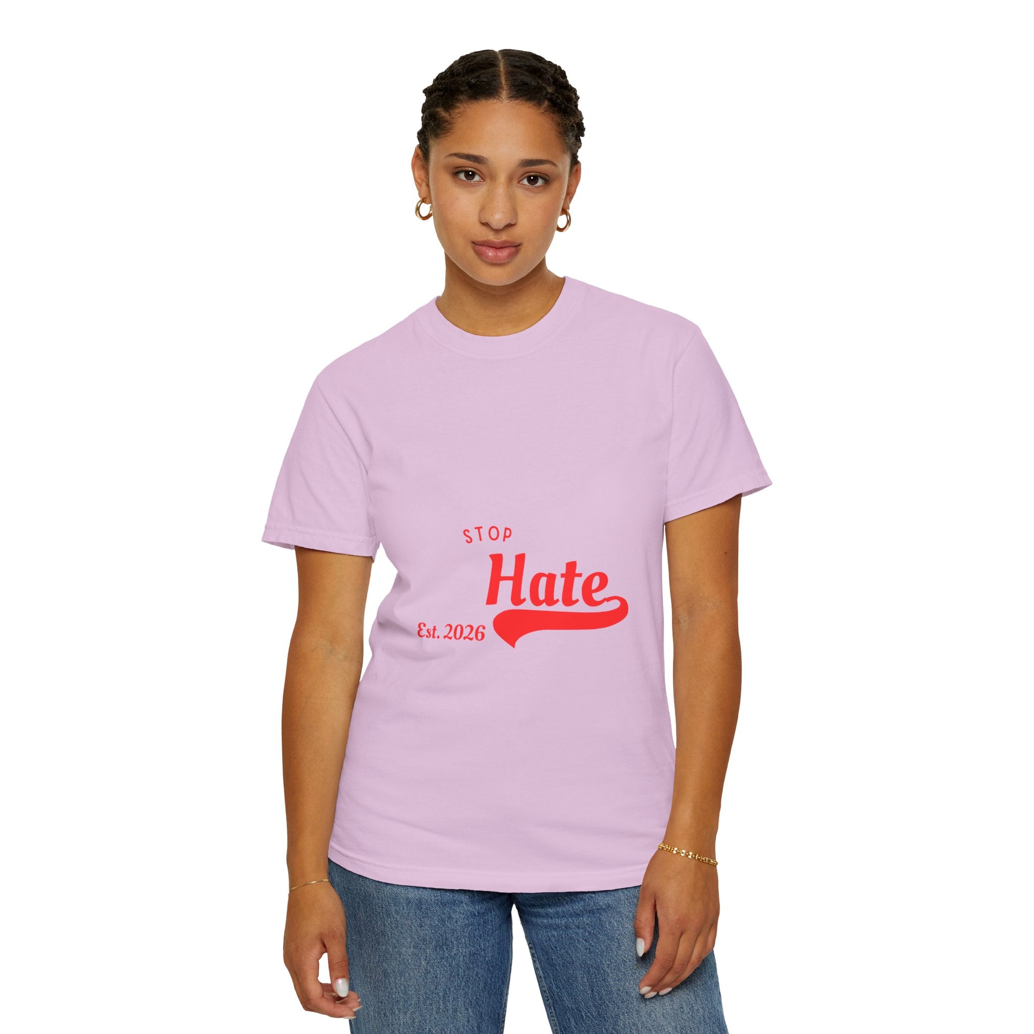 Stop Hate T-Shirt — Retro Script 'Est. 2026' Anti-Hate Graphic Tee