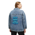 Women's Denim Jacket – 'Stop Hate and Racism' Backprint Statement Jacket