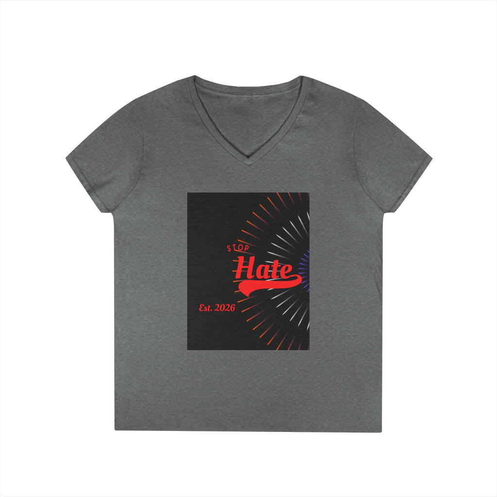Ladies' V-Neck T-Shirt — Retro "Hate" Graphic Tee (Established 2023)