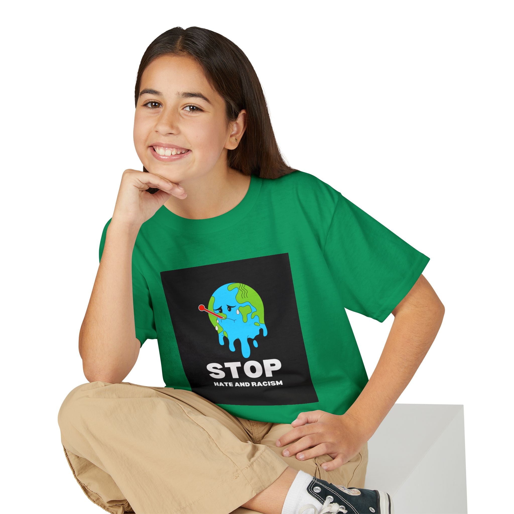 Youth T-Shirt — "STOP Hate and Racism" Earth Graphic Anti-Racism Tee