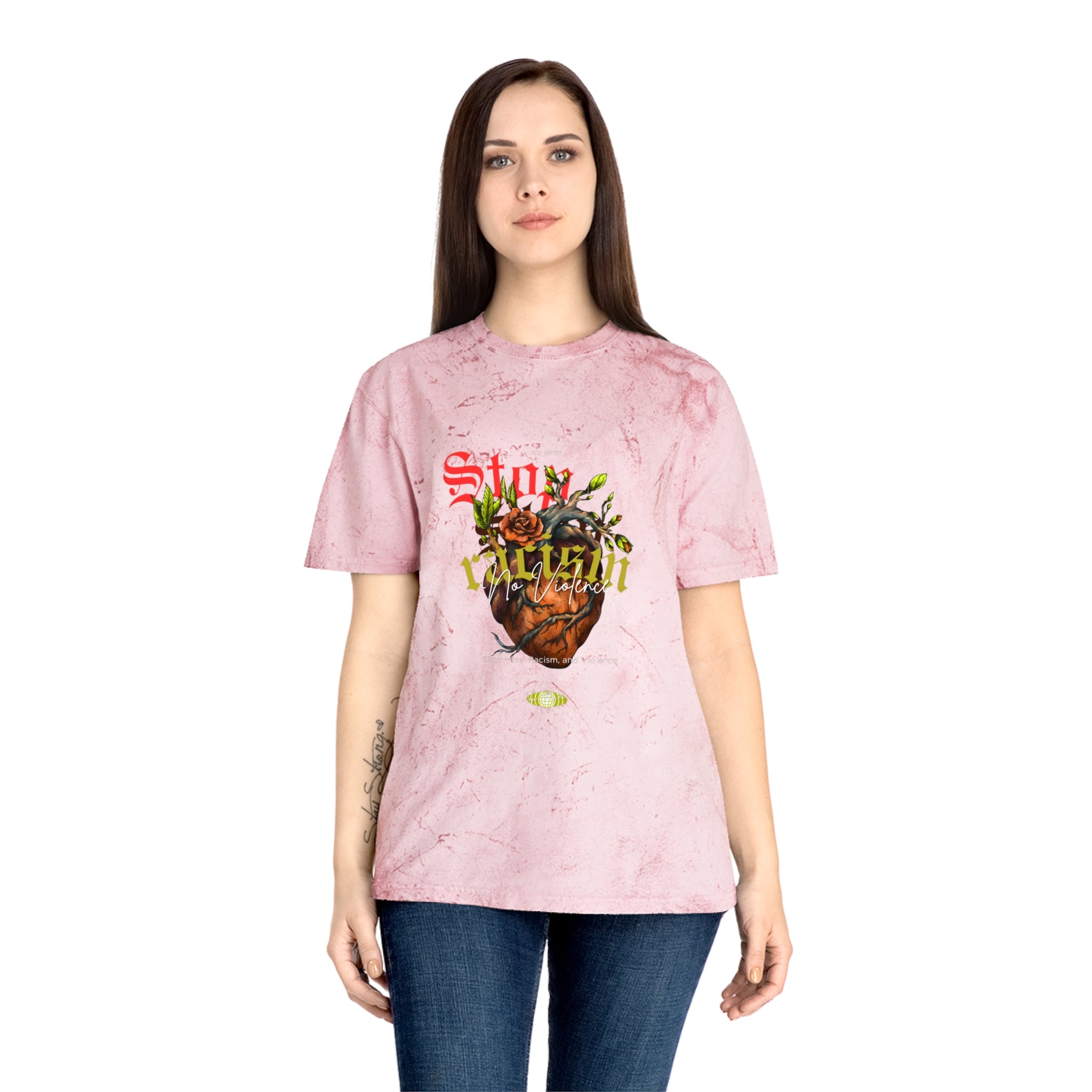 Vintage Heart & Rose Graphic T-Shirt — "Stay Alive" Acid Wash Tee