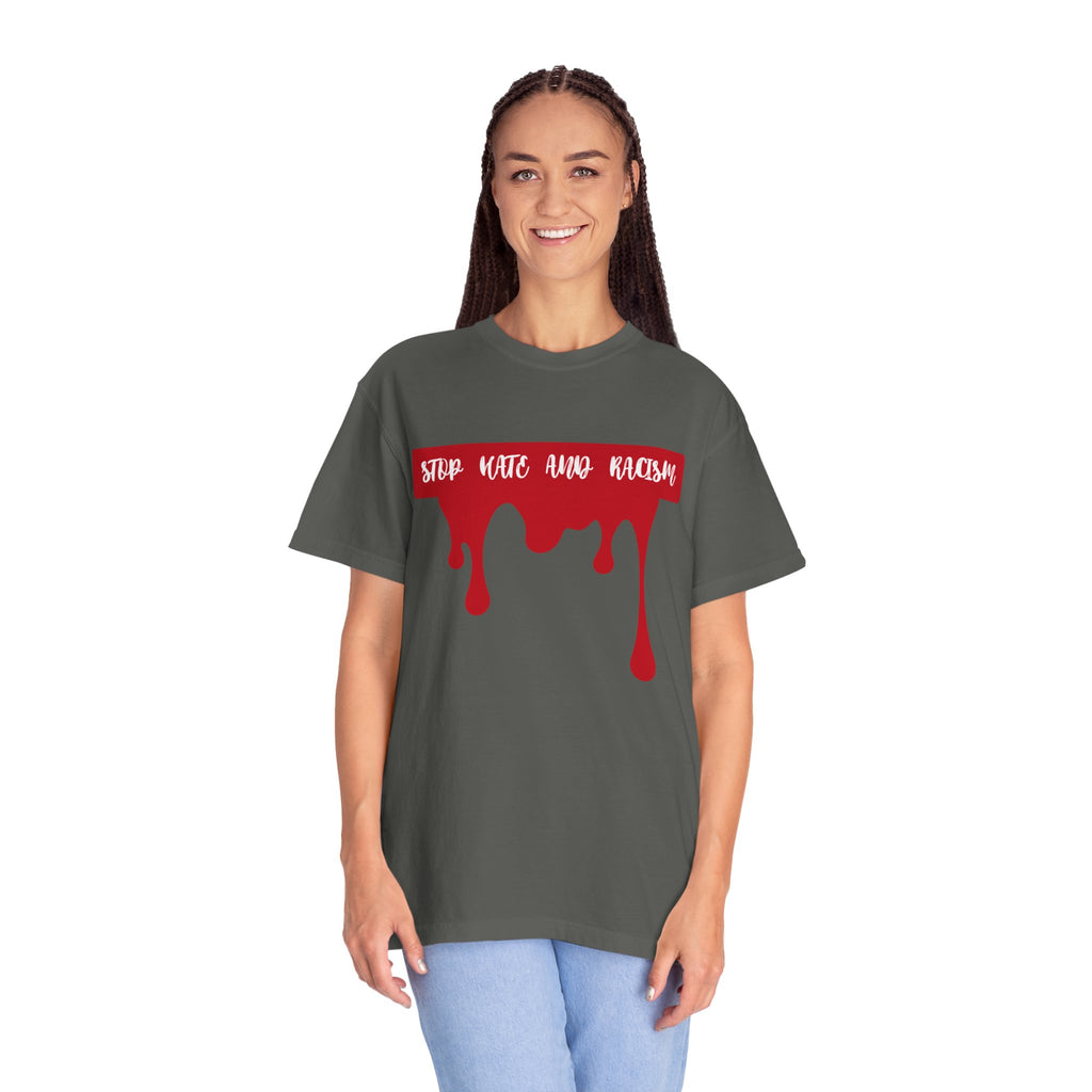 T-Shirt “Stop Hate, End Racism” Dripping Blood Graphic Tee