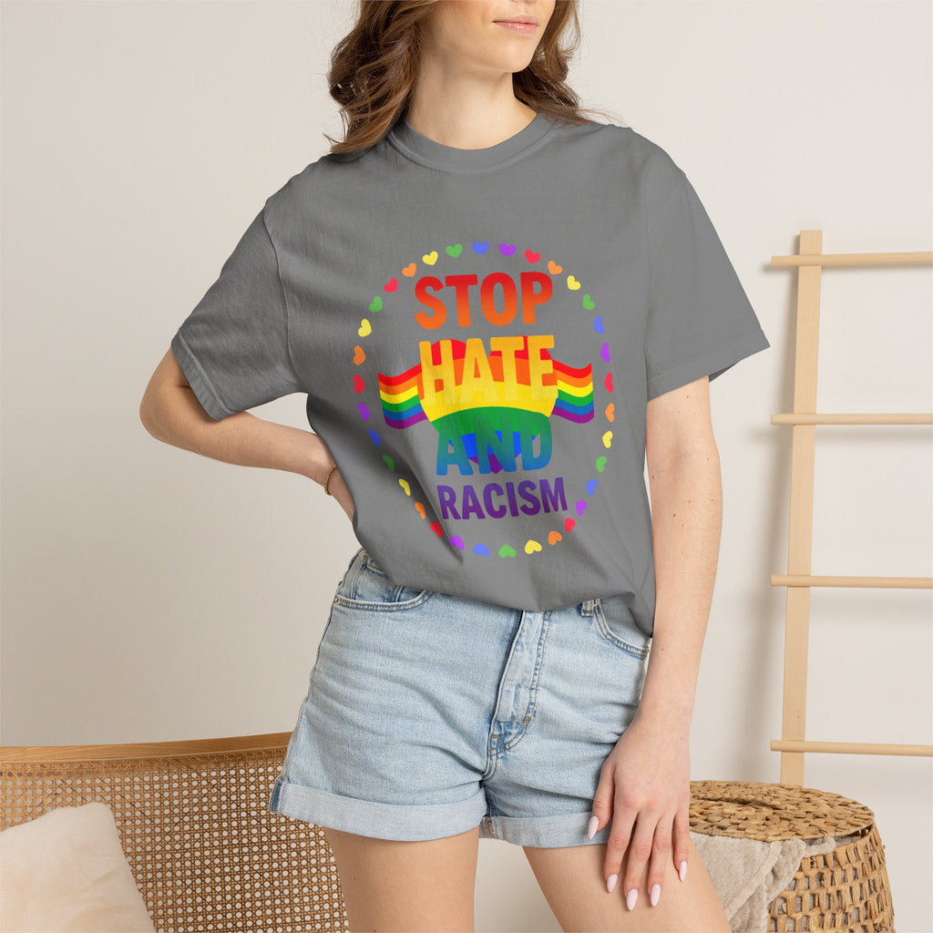 Stop Hate and Racism Rainbow T-Shirt