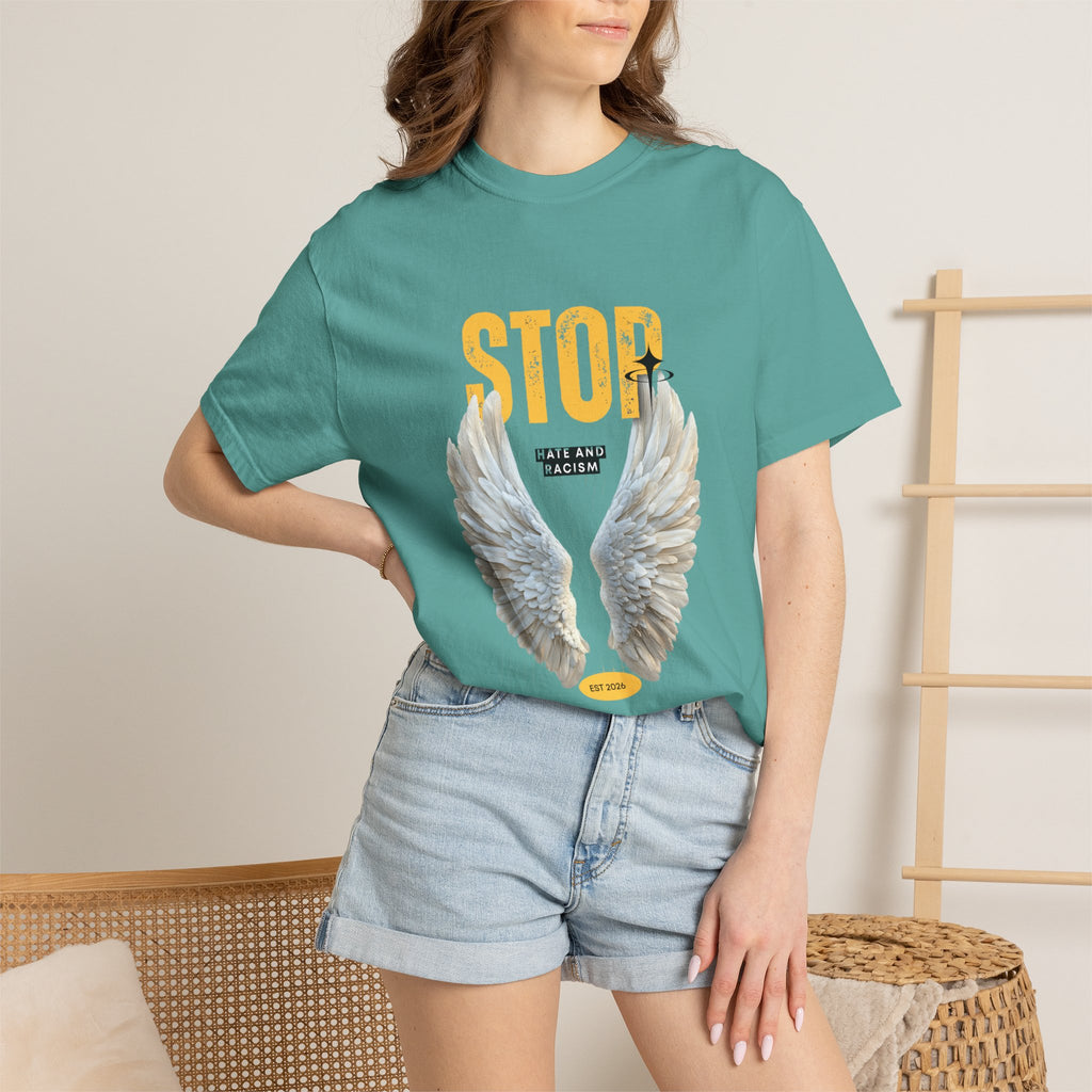 Angel Wings "STOP" Graphic T‑Shirt
