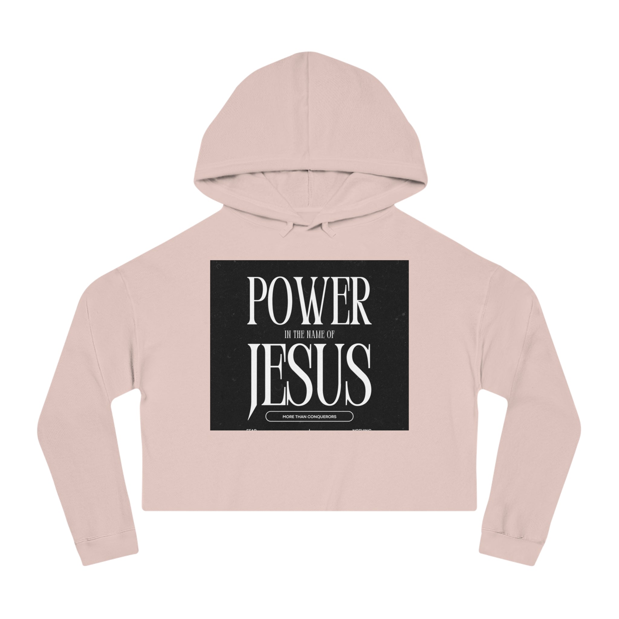 Cropped Hoodie — 'Power In The Name Of Jesus' Christian Faith Sweatshirt