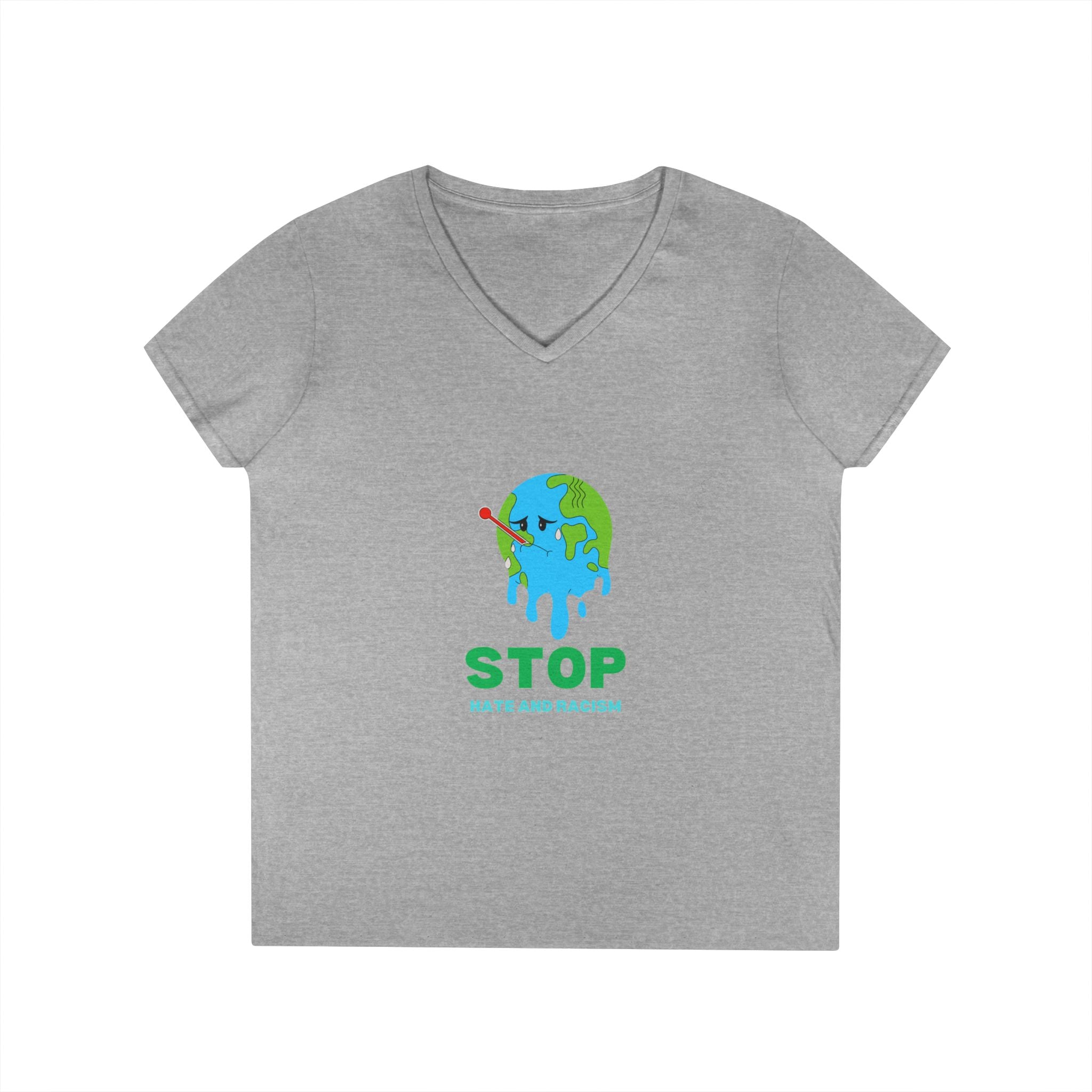 Stop Hate and Racism Eco V-Neck T-Shirt
