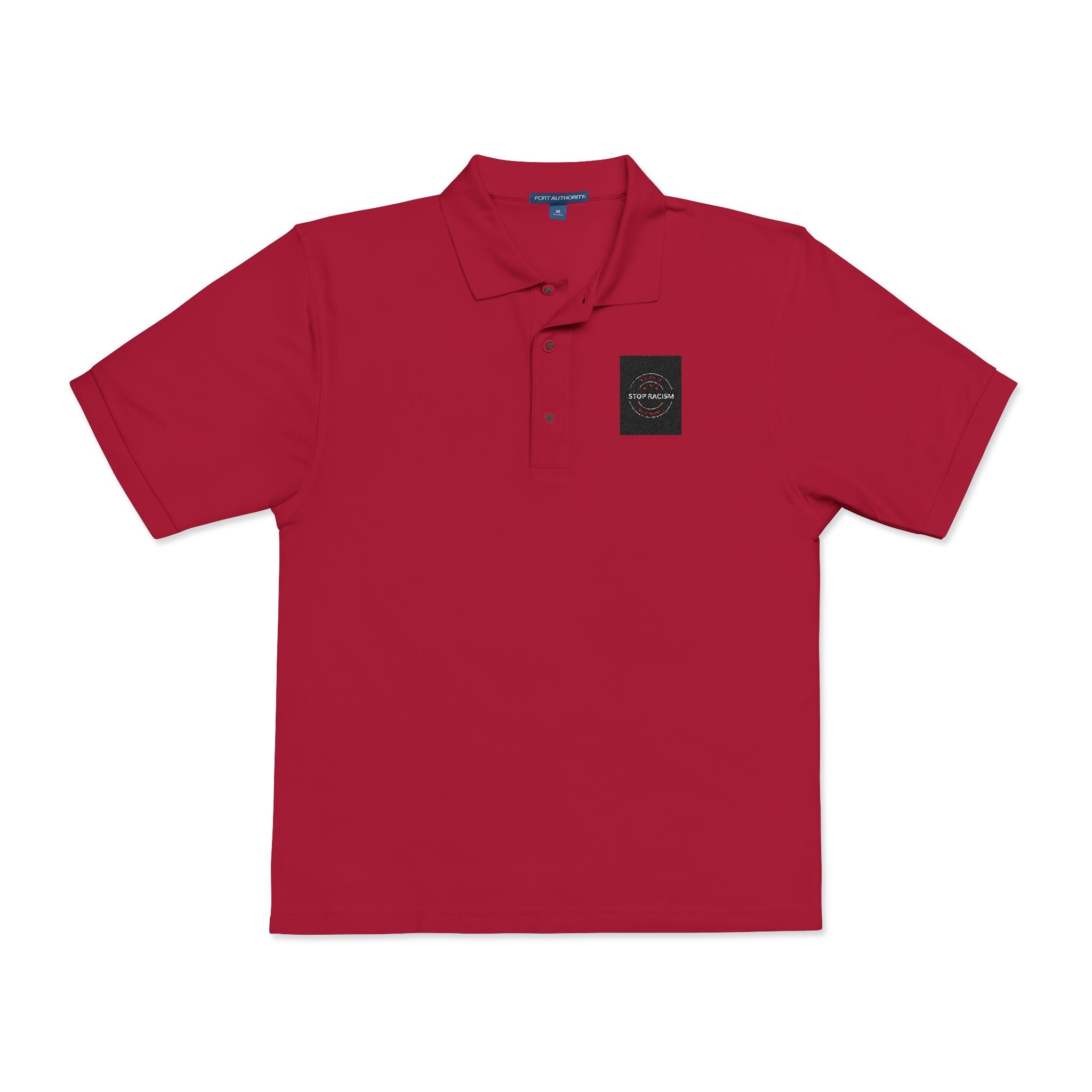 Embroidered 'Just Breathe' White Polo Shirt