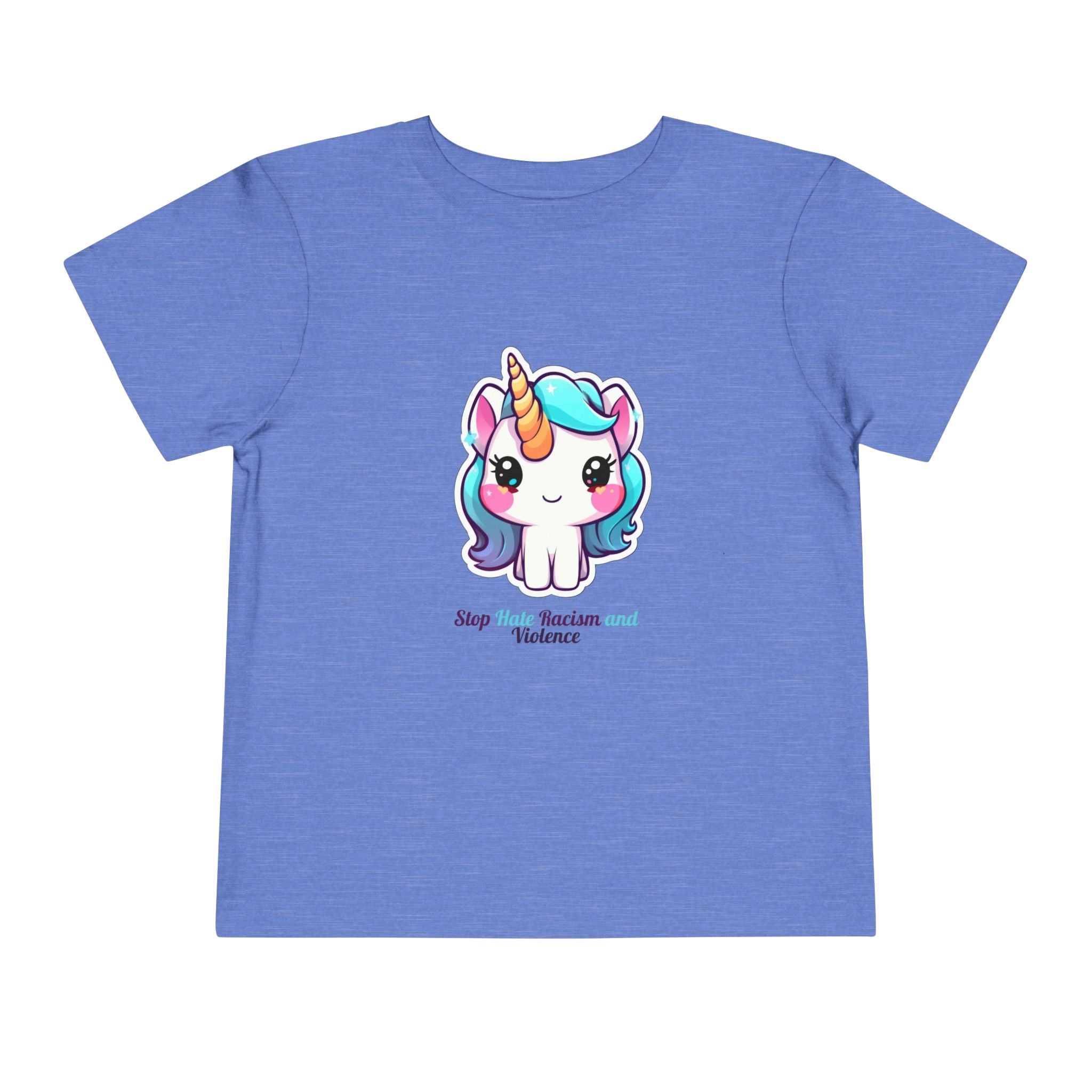 Toddler Tee — Cute Rainbow Unicorn "Stay Positive and Believe" Kids Shirt