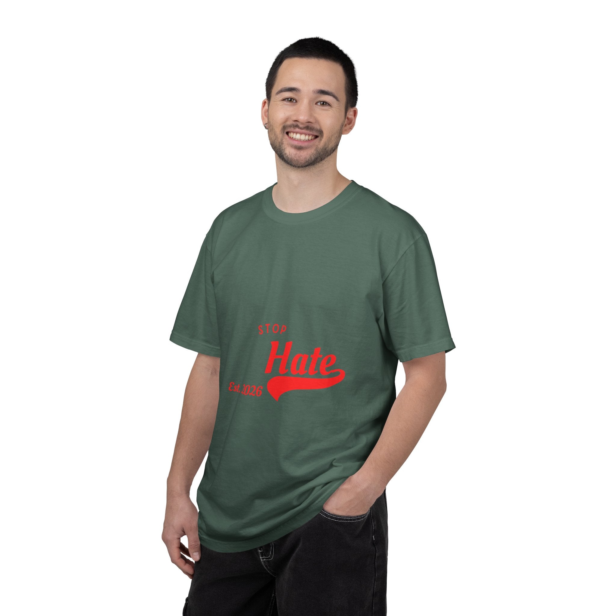 Stop Hate T-Shirt — Retro Script 'Est. 2026' Anti-Hate Graphic Tee