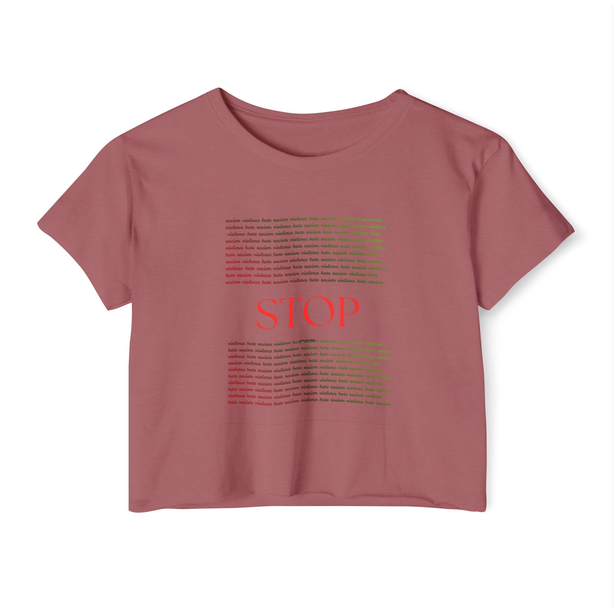 STOP Graphic Crop Top — Women's Festival Statement Tee