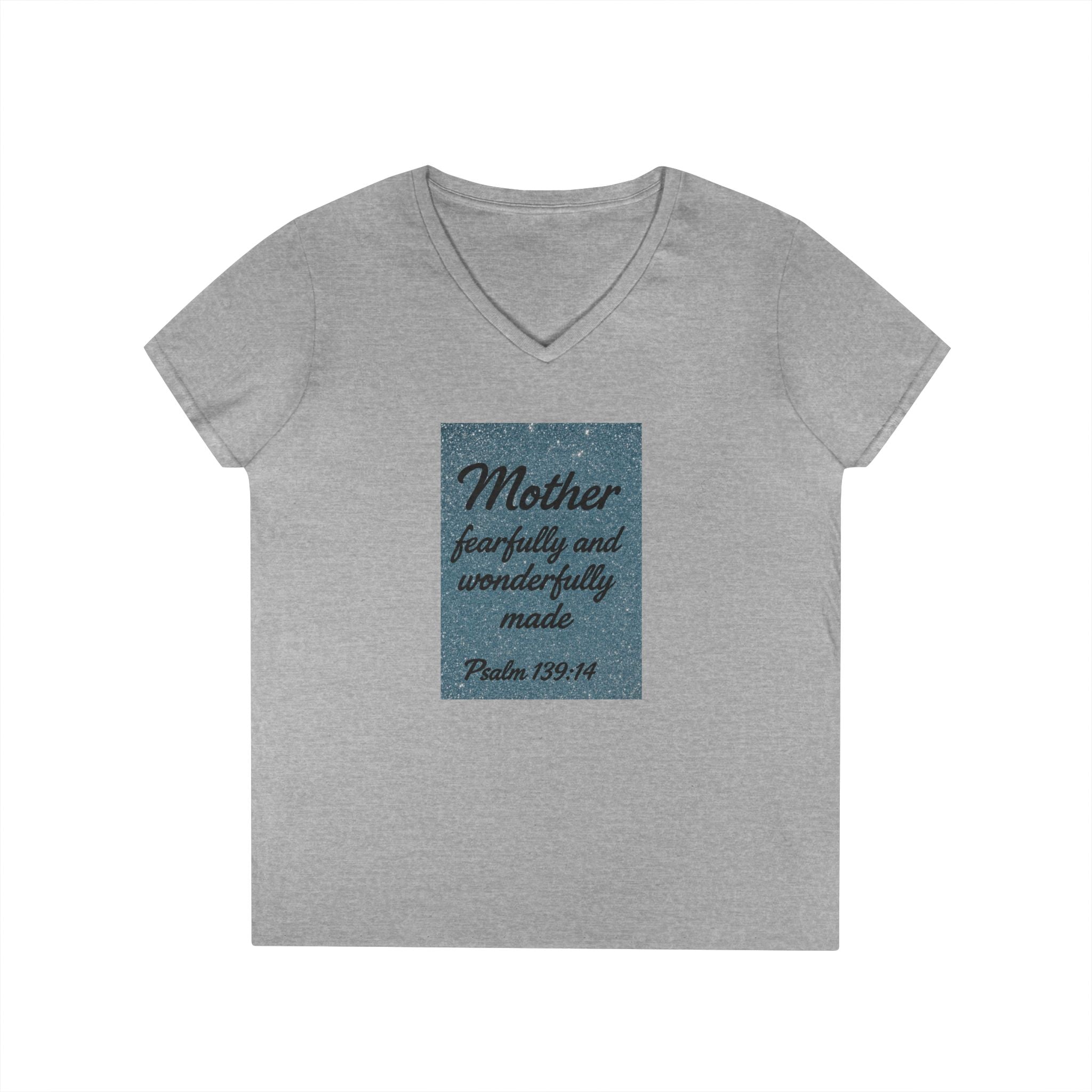 Mother 'Fearfully and Wonderfully Made' V‑Neck Tee — Psalm 139:14 Christian Mom Shirt