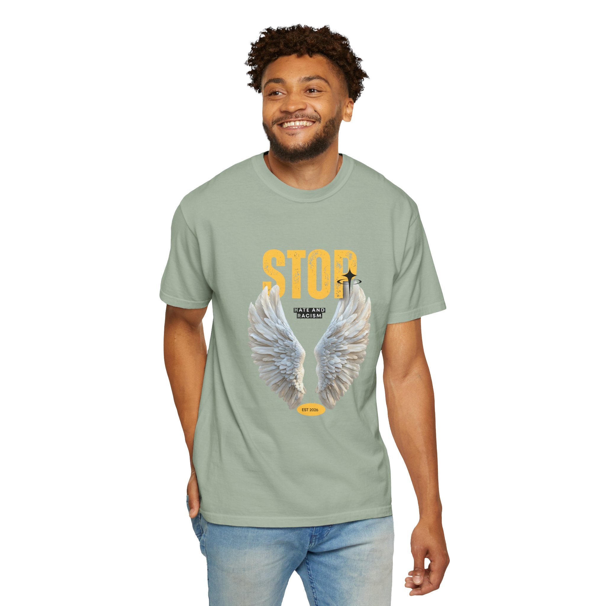 Angel Wings "STOP" Graphic T‑Shirt