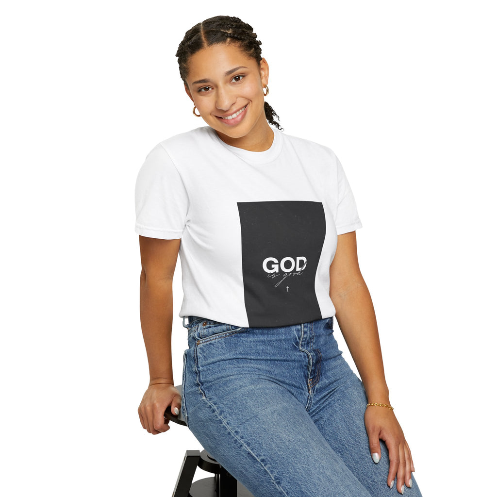 God Typography T-Shirt — Minimal Black Square Graphic Tee
