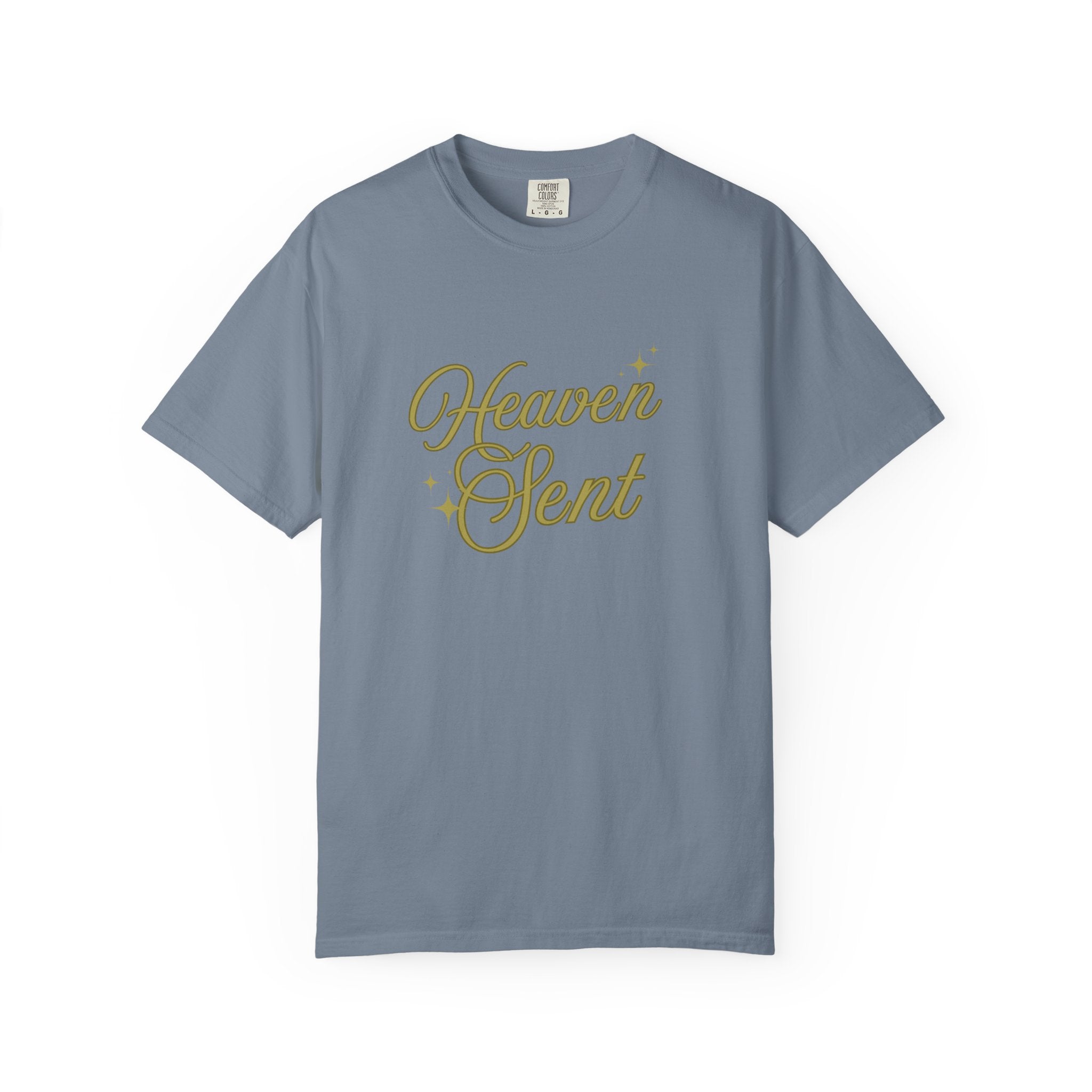 Heaven Sent Graphic Tee – Script Text Logo Cotton T-Shirt