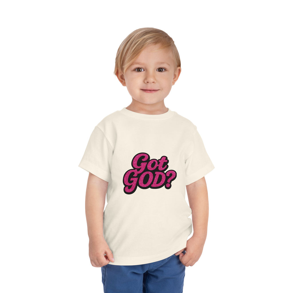 Toddler Tee - "Got GOD?" Pink Retro Christian Graphic Shirt