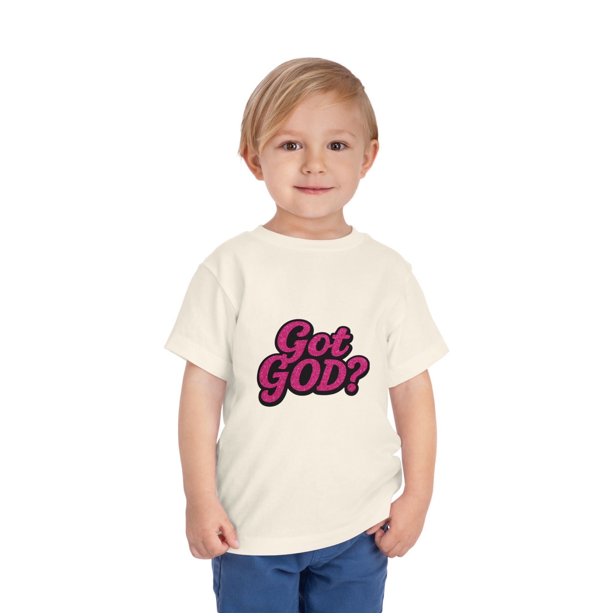 Toddler Tee - "Got GOD?" Pink Retro Christian Graphic Shirt