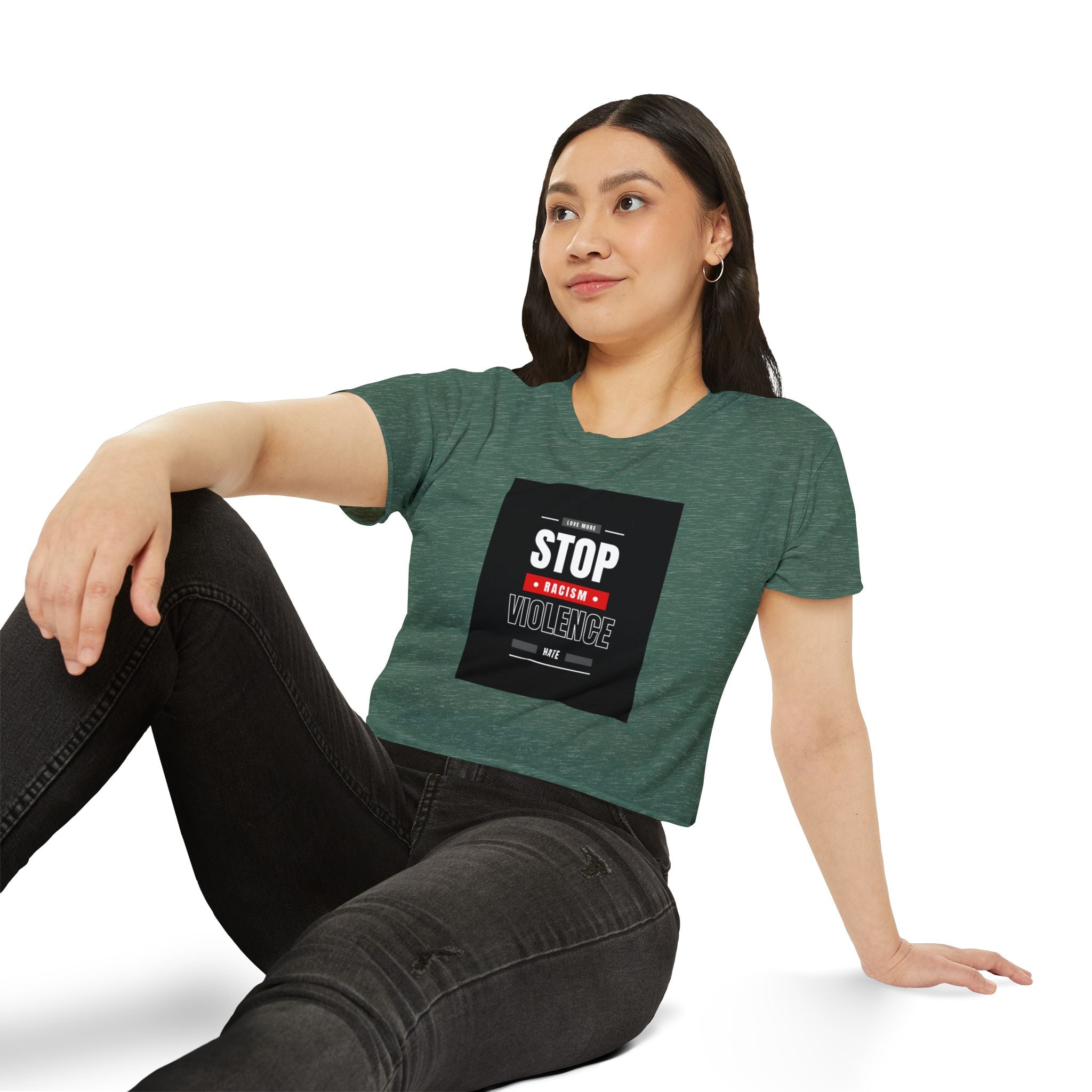 Stop Racism Stop Violence Crop Top — Women's Protest Festival Tee