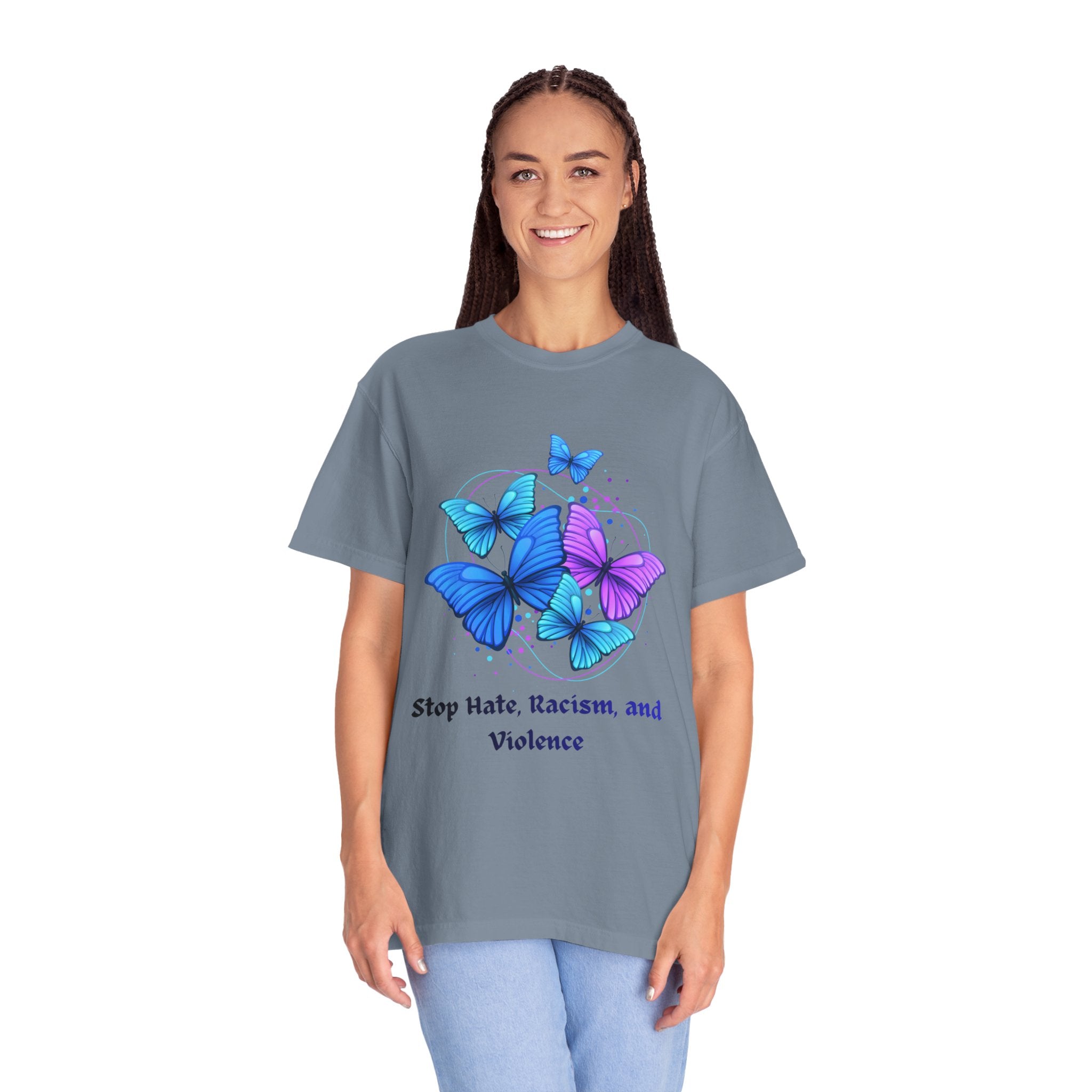 Butterfly Peace T-Shirt — "Stop Hate, Racism, and Violence" Anti-Violence Tee