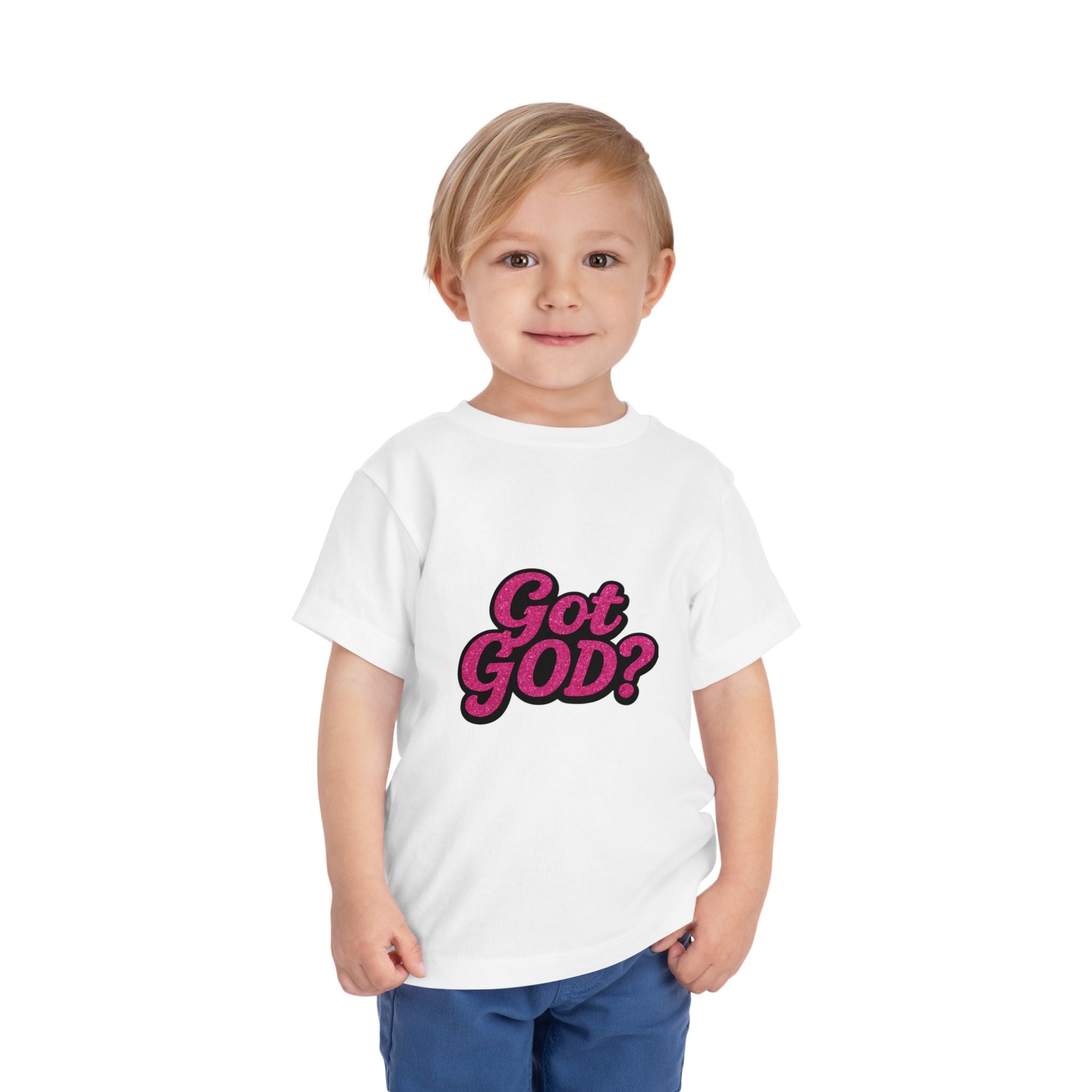 Toddler Tee - "Got GOD?" Pink Retro Christian Graphic Shirt