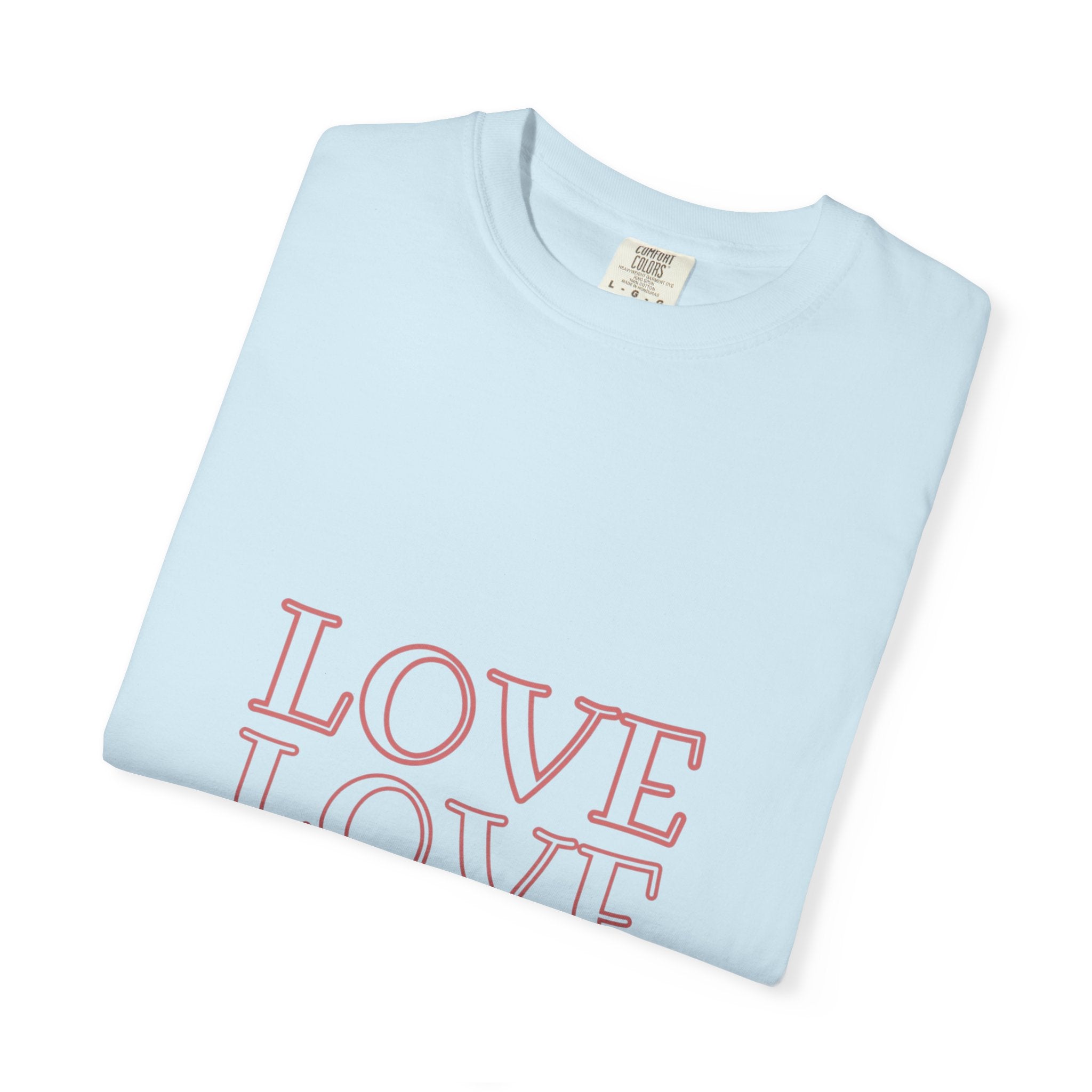 Love Love Love T-Shirt — Vintage Pink Stacked Text Tee