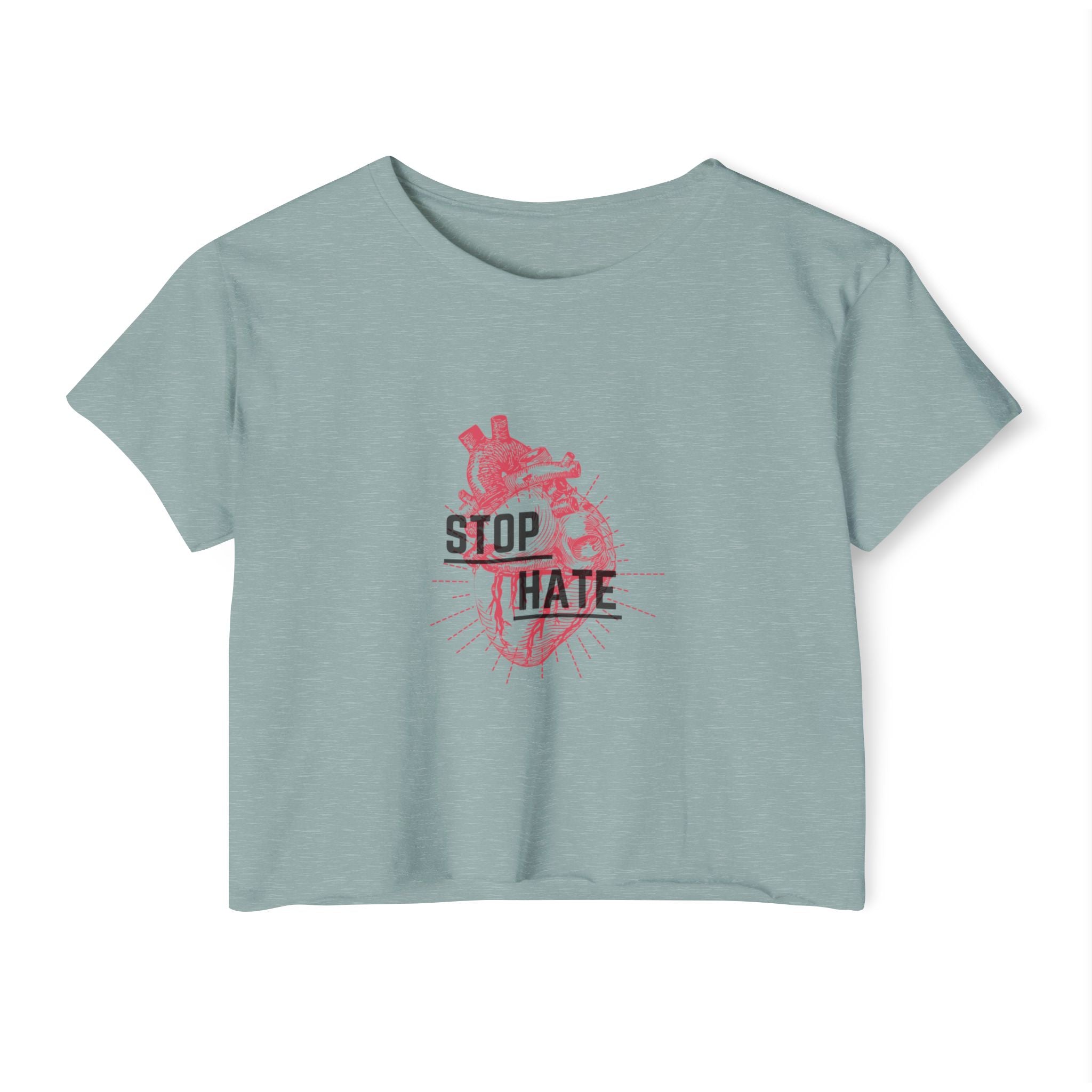 Stop Hate Heart Crop Top — Women's Festival Graphic Tee