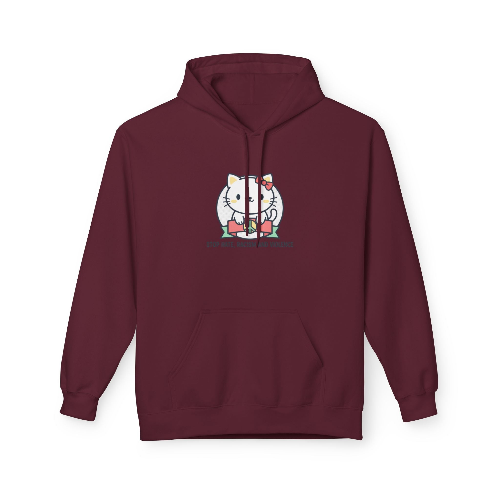 Stop Hate, Racism and Violence Cat Hoodie — Cute Anti-Racism Graphic Hoodie