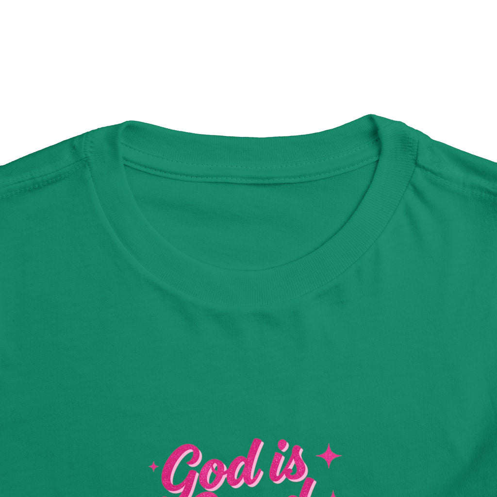 Toddler Tee – "God is Good Time" Pink Script Christian Kids Shirt