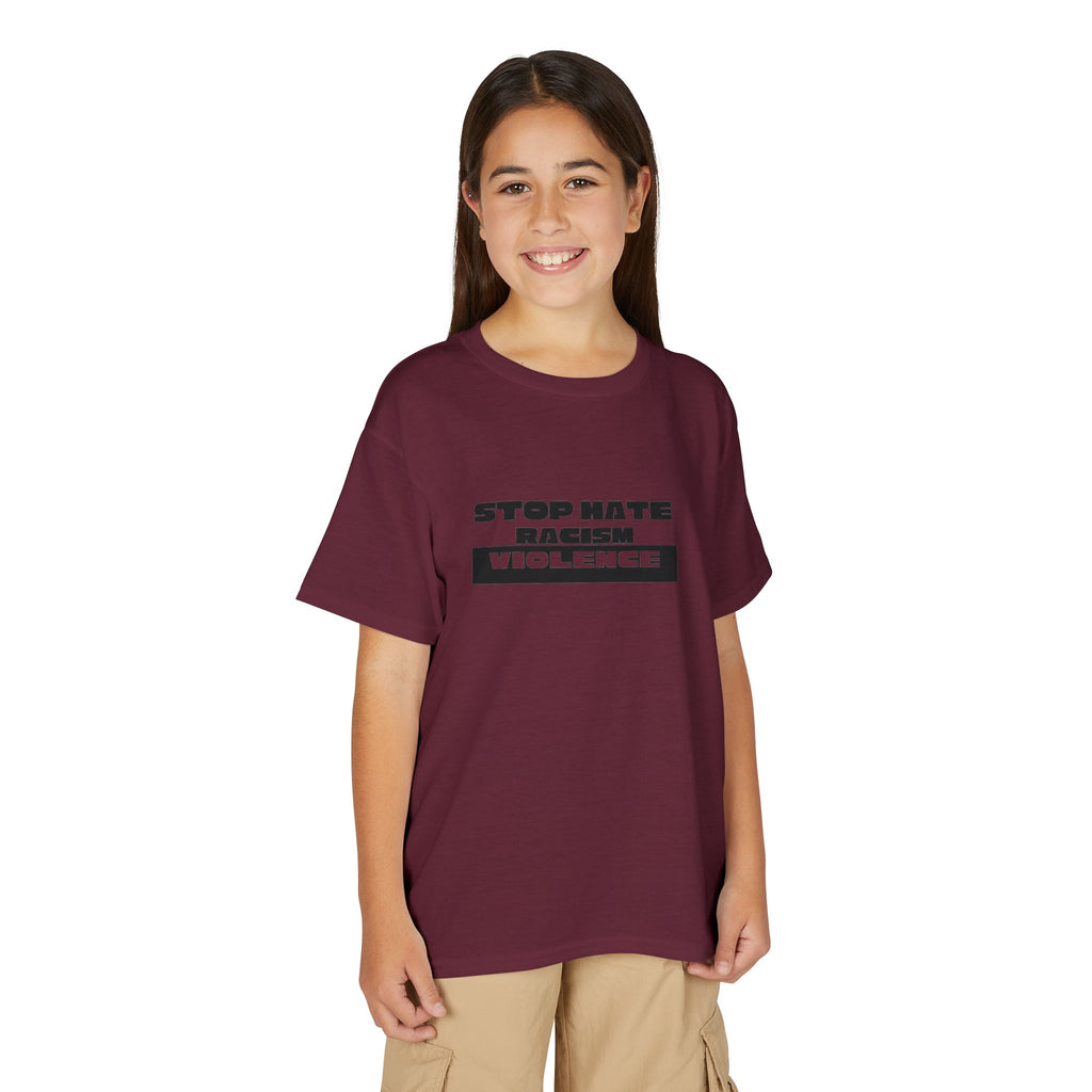 Youth T-Shirt — "Stop Hate, Stop Violence" Graphic Tee