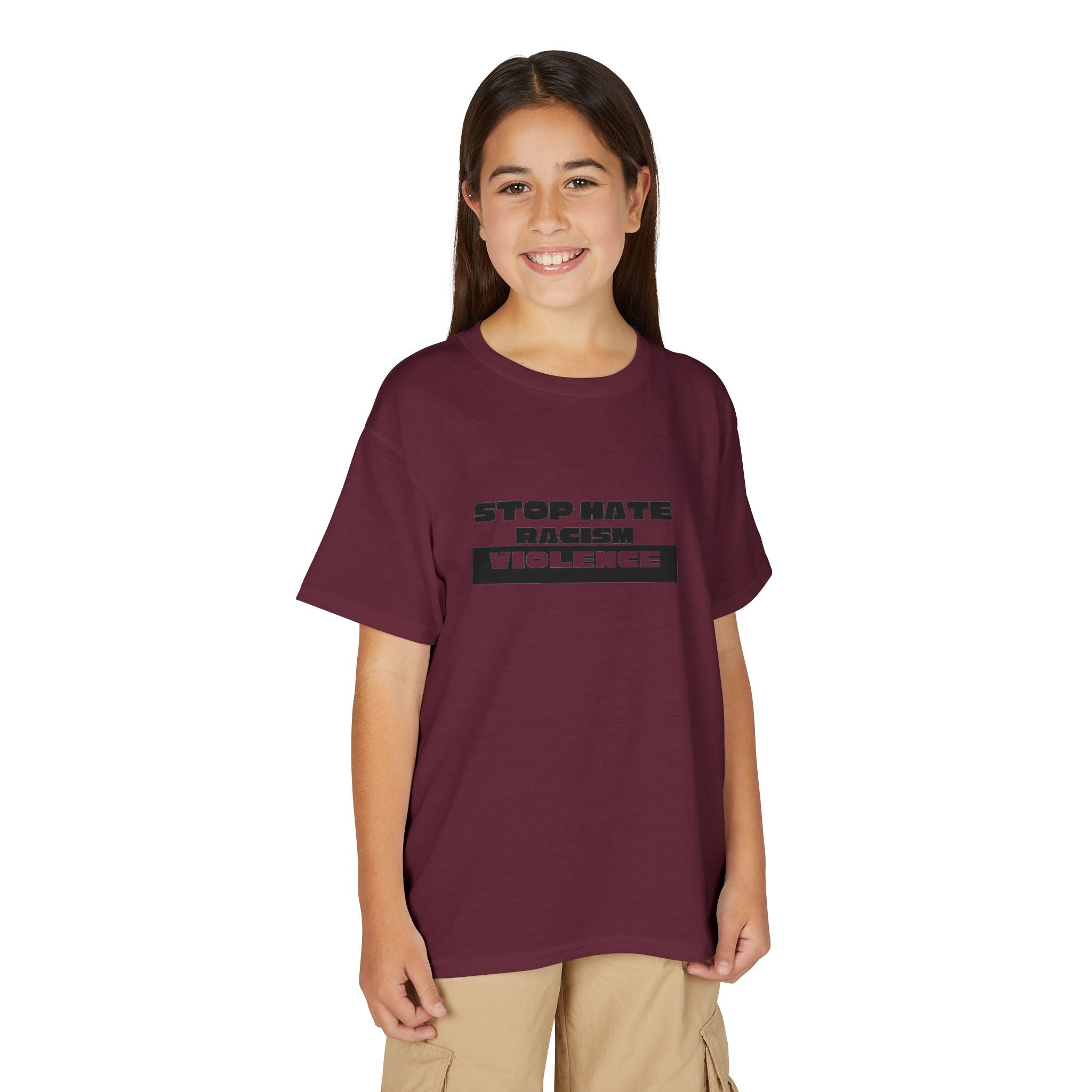 Youth T-Shirt — "Stop Hate, Stop Violence" Graphic Tee
