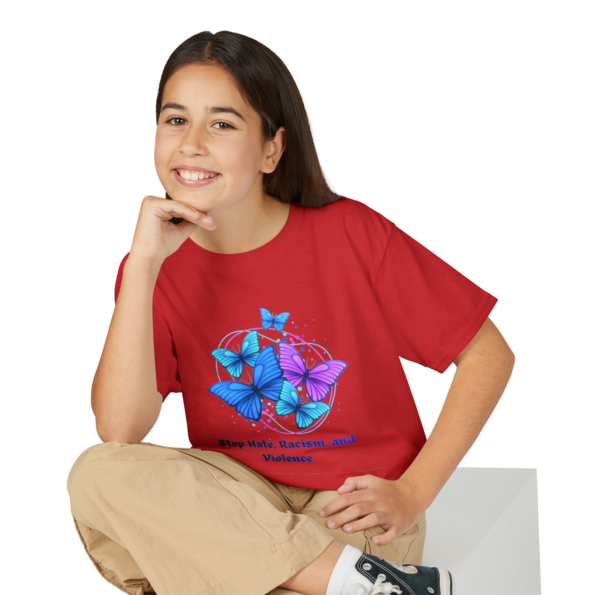 Youth Butterfly Awareness T-Shirt — "Stop Hate, Harassment, and Violence"