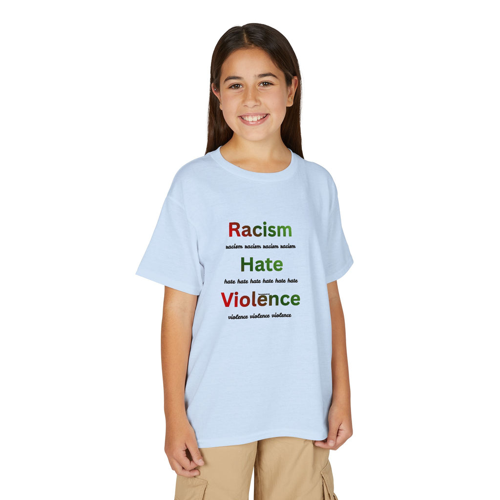 Youth Message T‑Shirt — 'Racism Hate Violence'