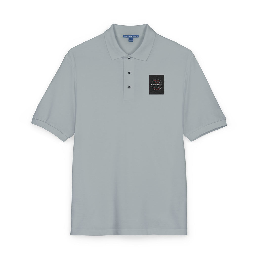Embroidered 'Just Breathe' White Polo Shirt