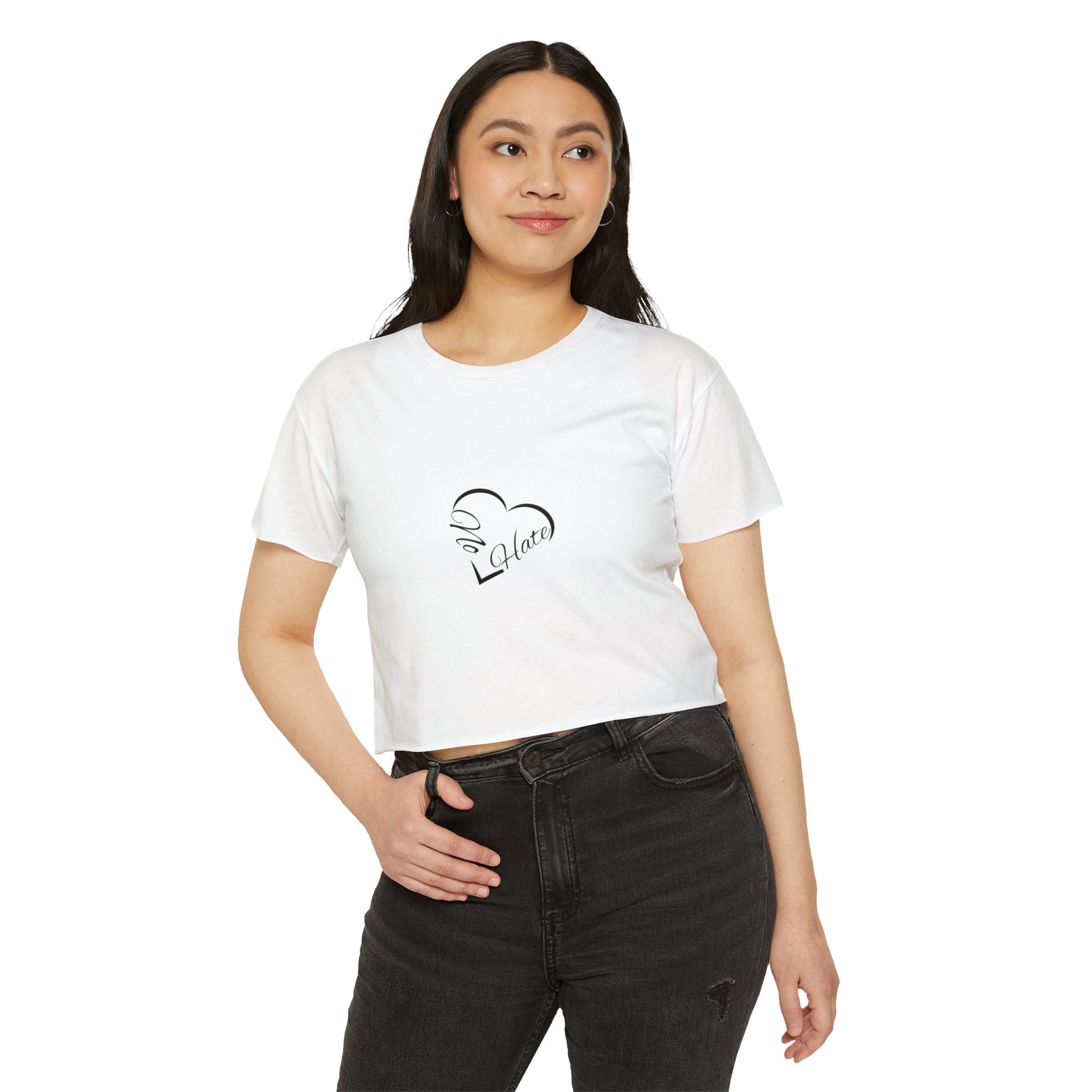 Women's 'No Hate' Heart Crop Top — Festival Graphic Tee