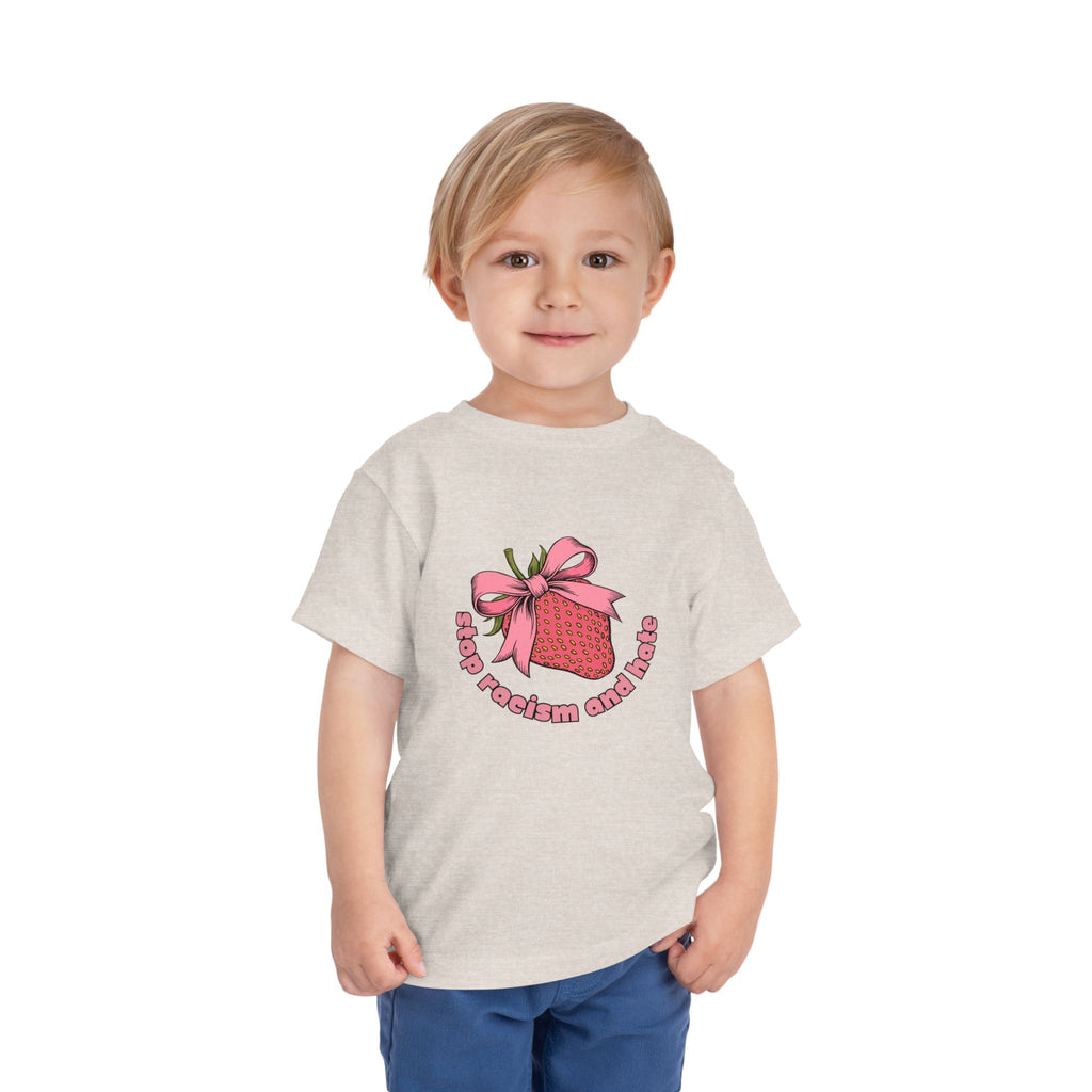 Toddler Tee — Pink Gift Strawberry Graphic "Stop Rockin and Rollin"