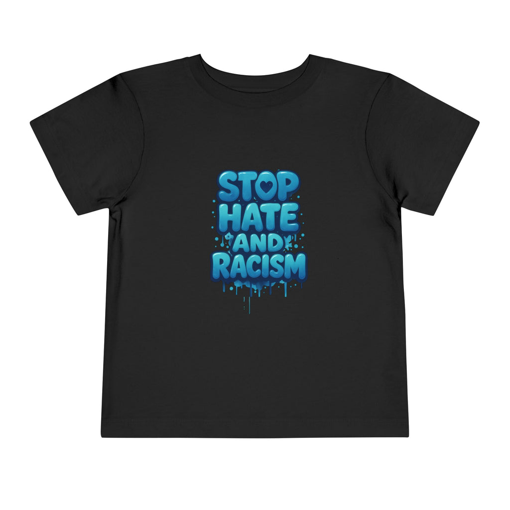 Stop Hate and Racism Toddler Tee — Blue Graffiti Anti-Racism Shirt