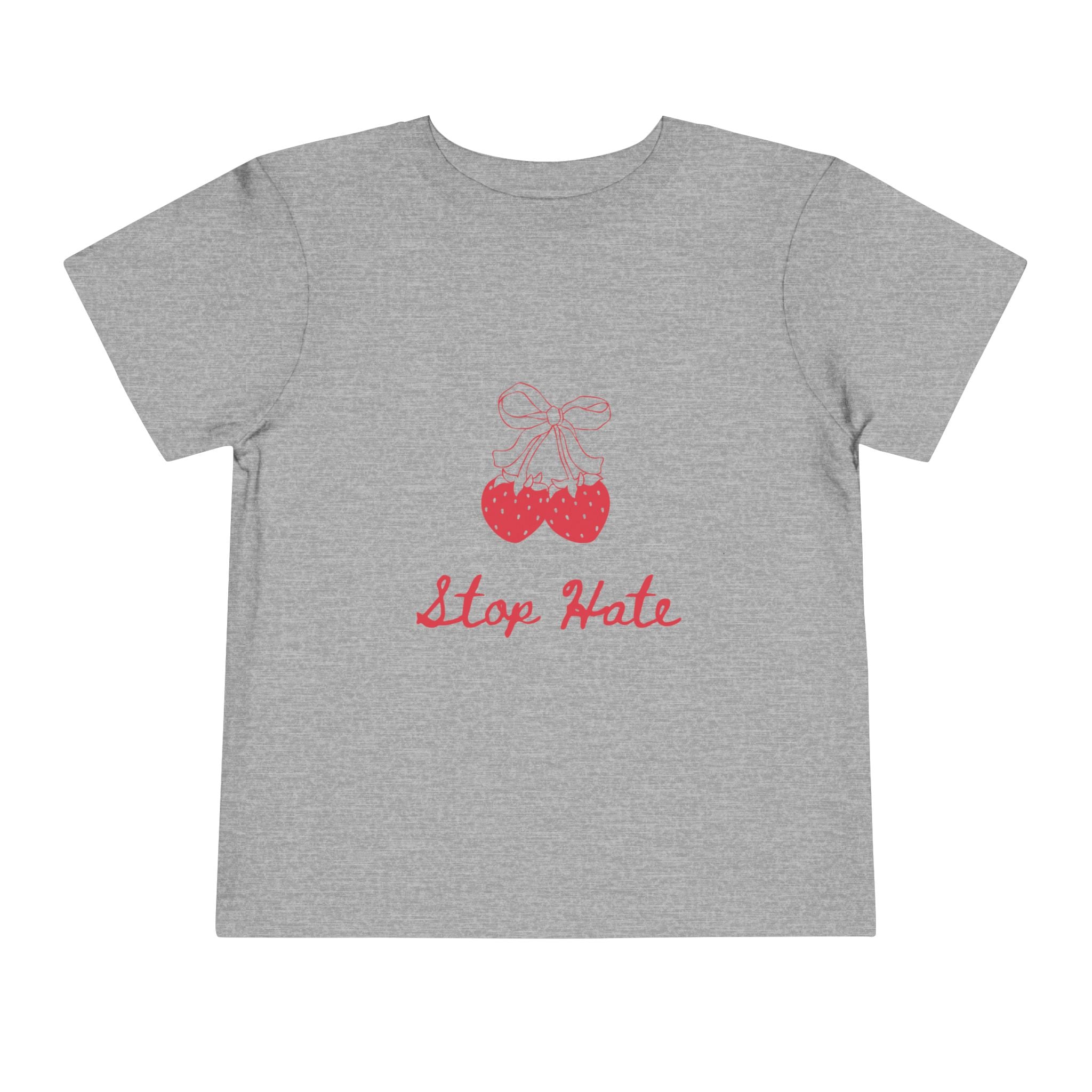 Stop Hate Toddler Tee — Cute Strawberry Heart Graphic Kids Shirt