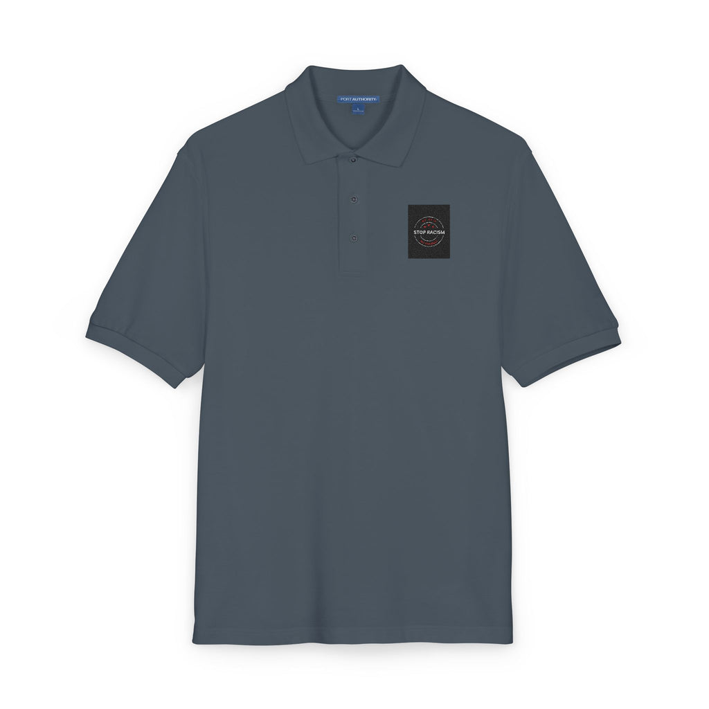 Embroidered 'Just Breathe' White Polo Shirt