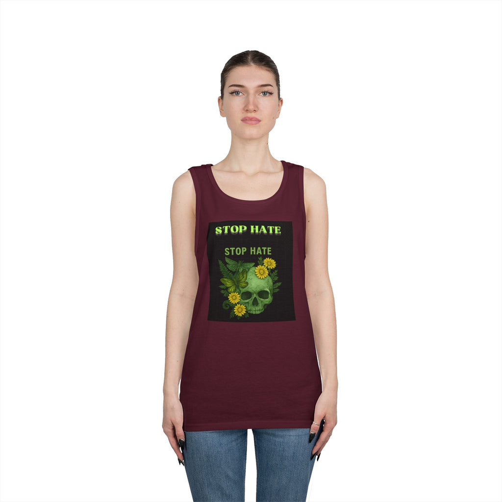 Stop Hate Floral Skull Tank Top — Anti-Hate Graphic Tank