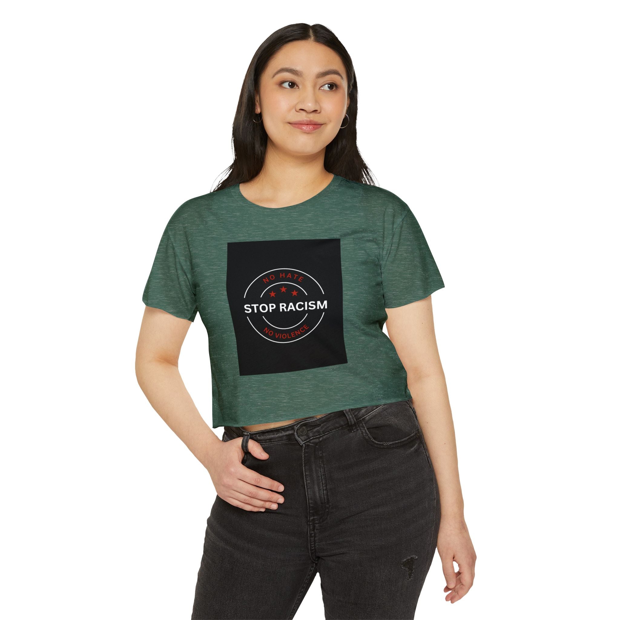 Stop Racism Crop Top — Anti-Racism Statement Women's Festival Tee
