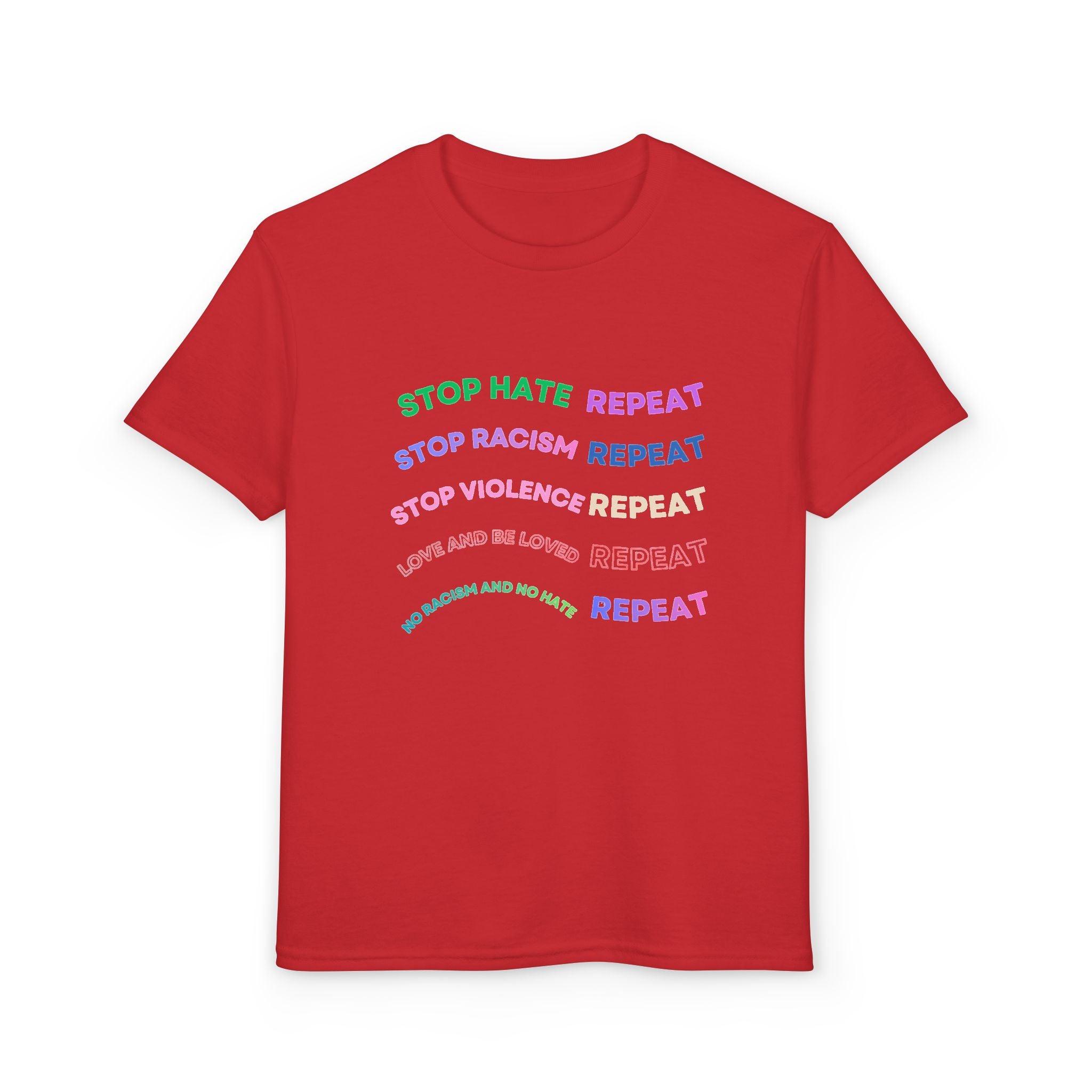 Youth T‑Shirt — "Stop Hate Repeat" Rainbow Anti-Bullying Tee