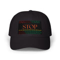 STOP Embroidered Dad Cap - Bold Retro Rasta Statement Hat